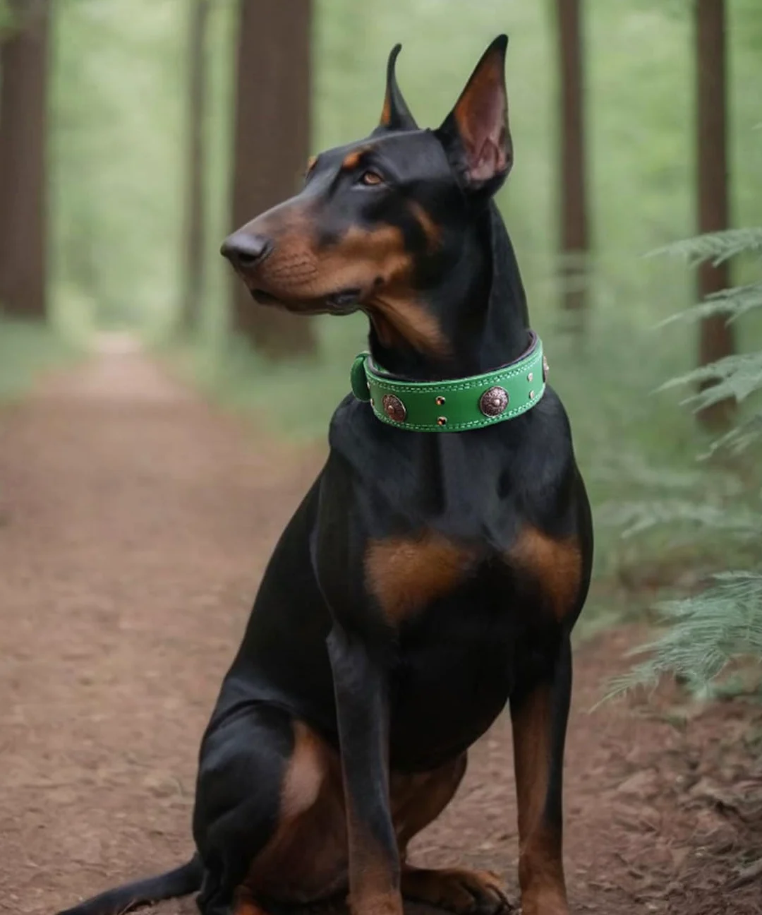 Collar de Cuero para Perro, Collares de Cuero Genuino Resistente de 5 cm de Ancho, Hecho a Mano, Suave y Lujoso, la Mejor opción para Perros de Raza Grande y Media, Color Verde, 22.5-26.5 Pulgadas