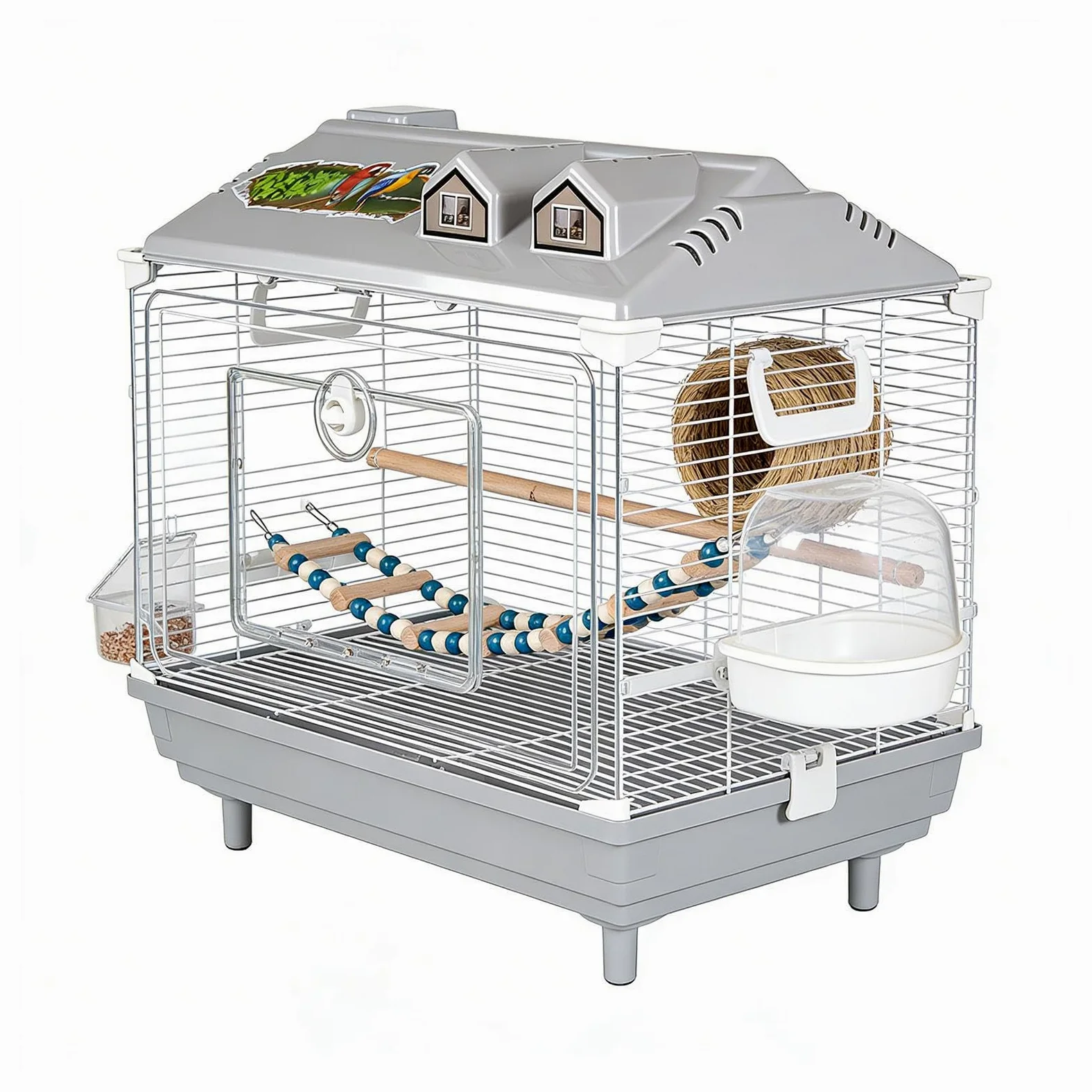 Jaulas para Pájaros y Aves de Compañía Transportín Transparente Portátil | Jaula para Periquitos con Percha de Madera Para Canarios, Agapornis, Guacamayos, Conuros, Cacatúas Y