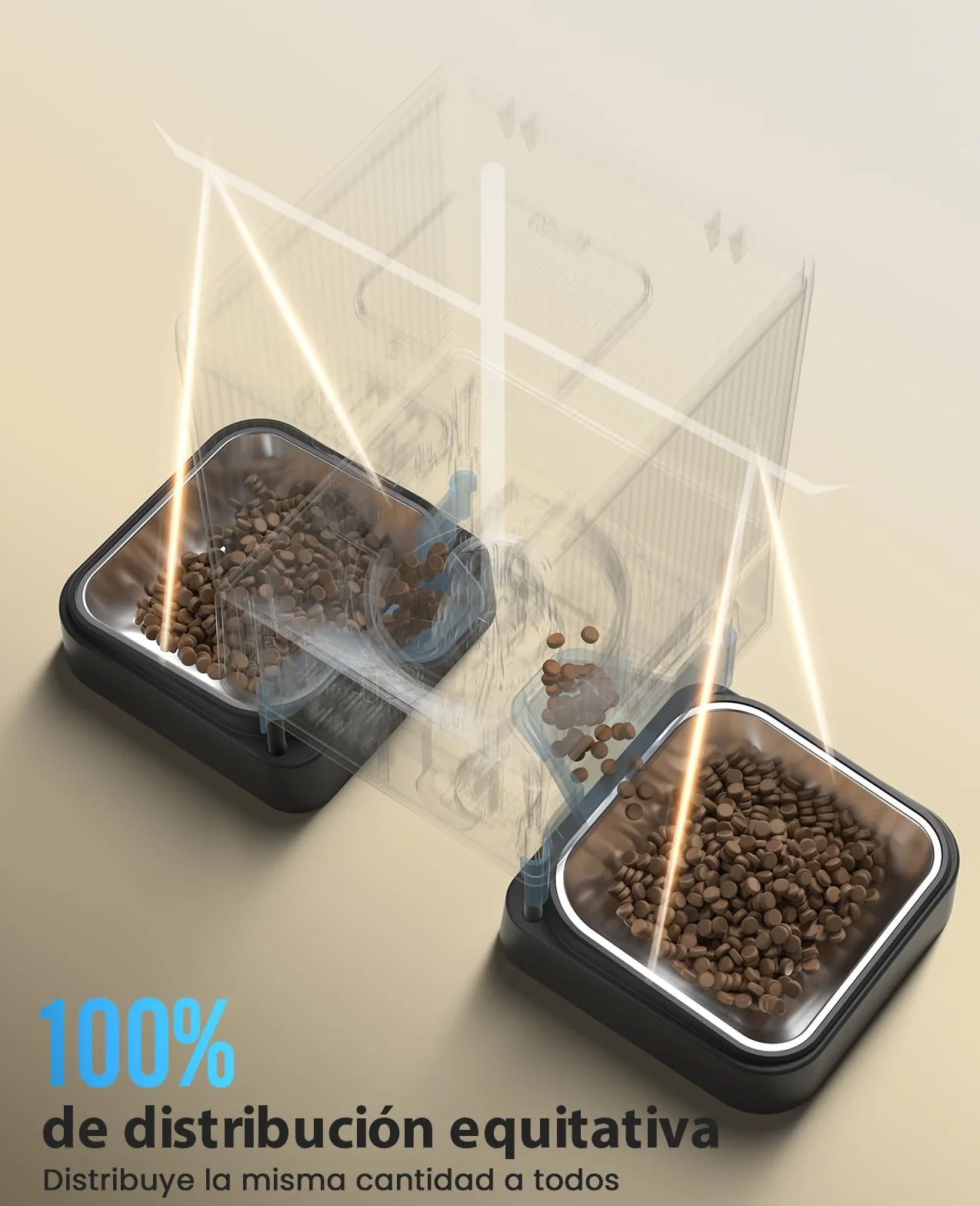 oneisall 5L Comedero Automático Gato 2 Tazones, 5G/2.4G WiFi Máquina de Comida Inteligente para Gatos/Perros, fácil Operación con Control App, con 2 Tazones de Acero Inoxidable, Grabadora de Voz