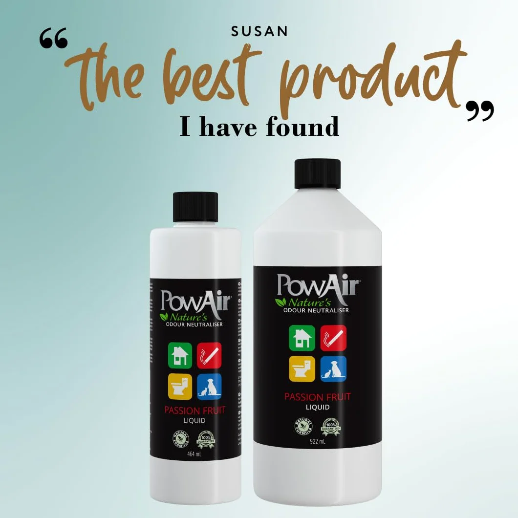 PowAir Neutralizador de olores líquido natural, fragancia de citronela, control de olores versátil para el hogar, coche, mascotas, ideal para soluciones de limpieza, pulverizadores, difusores (922 ml)