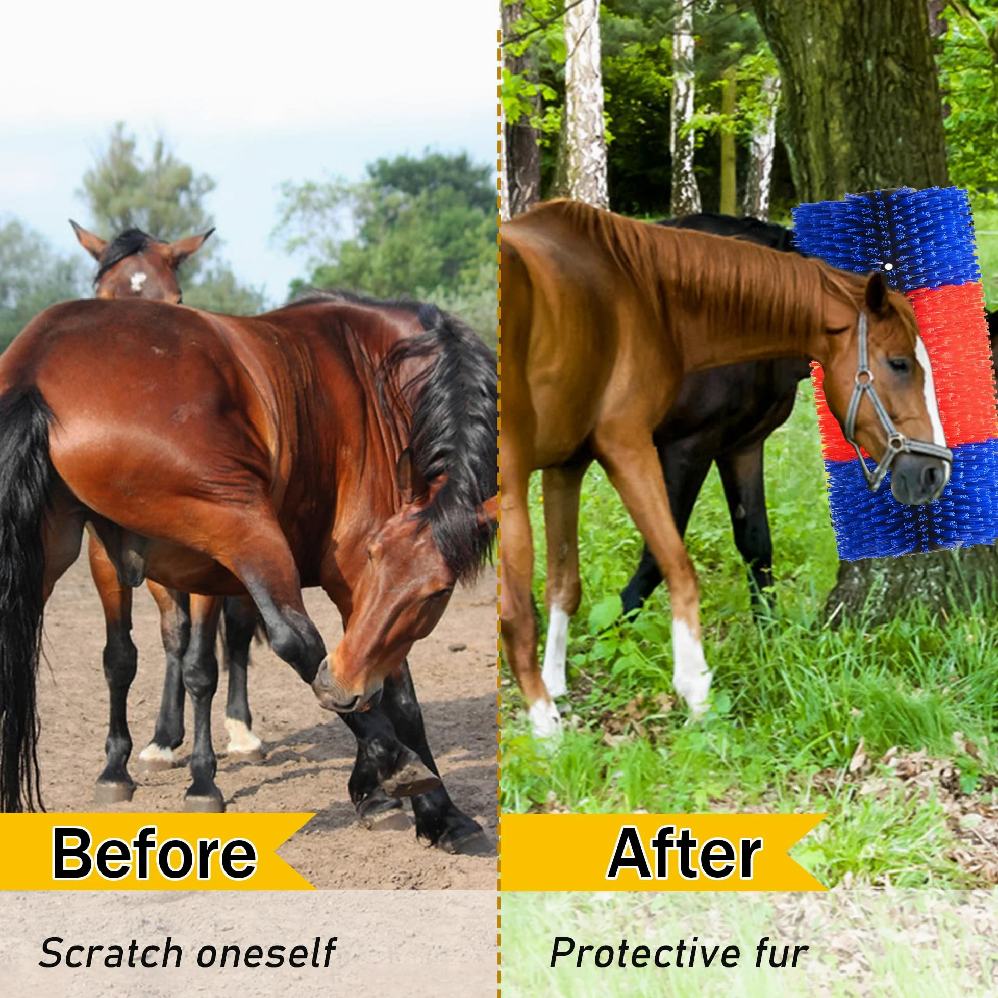 4 cepillos para rascar ganado, herramienta antipicazón para ganado, cepillos de caballo, alivia la picazón de espalda en el ganado, adecuado para caballo, ganado, cerdo, oveja (rojo)