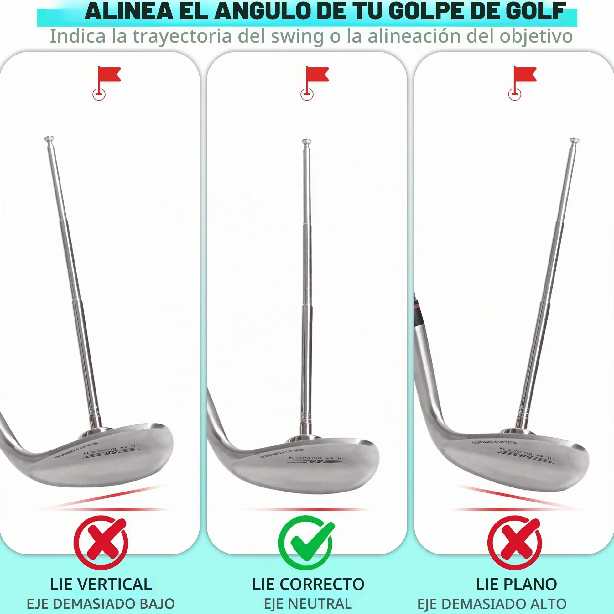 JUNNEE Varillas de alineación de golf 7 ajustes de longitud Corrector de ángulo de inclinación de palo Ayudas de entrenamiento de swing