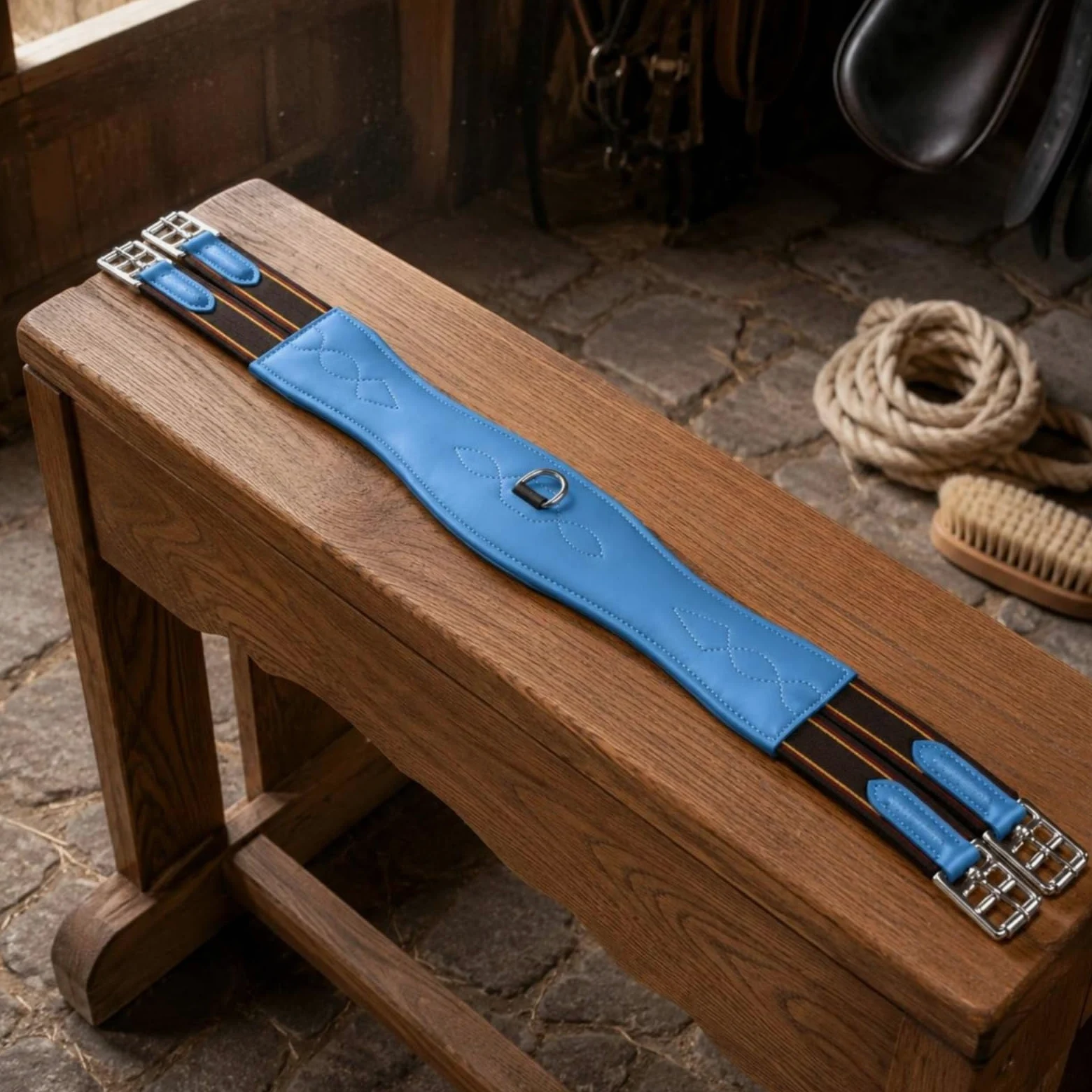 predolo Ecuestre para Caballo Correa Acolchada Correa Contorneada con Moldeado y Costuras Decorativas Adecuada para Monta Diaria Entrenamiento y, Azul, 70