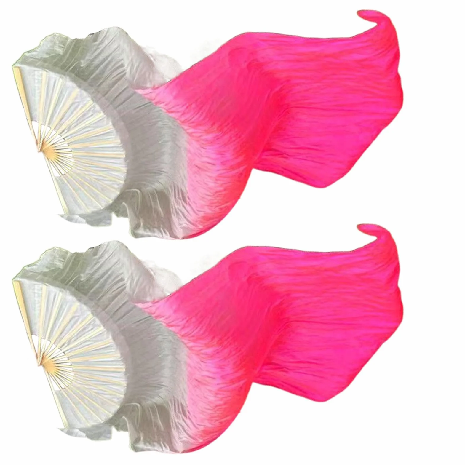 Silk Veil Fans, Chinese National Dance Fan Set, Flowing Performance Flag Fans for Dancers