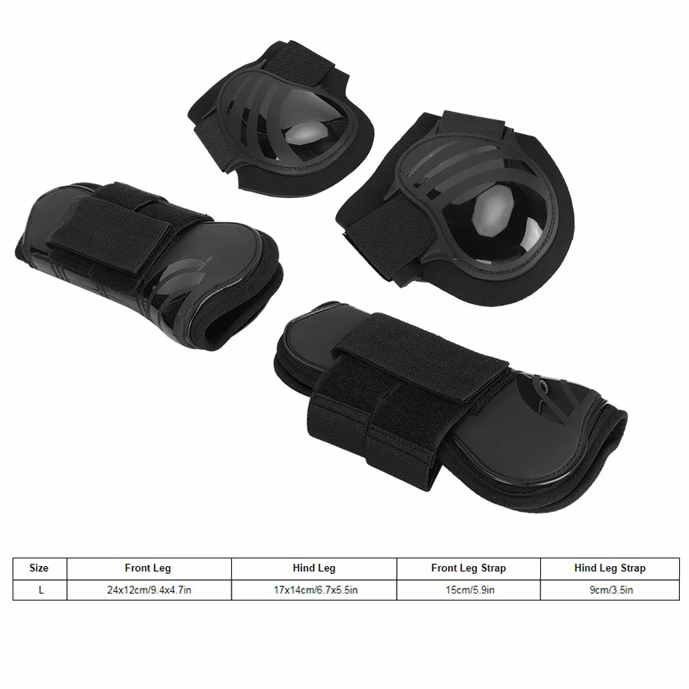 HERCHR 2 Pares de Botas para tendón de Caballo, Protector de piernas Abierto y Grueso de PU con Bloqueo Frontal, protección Segura para piernas para Entrenamiento, Salto y equitación