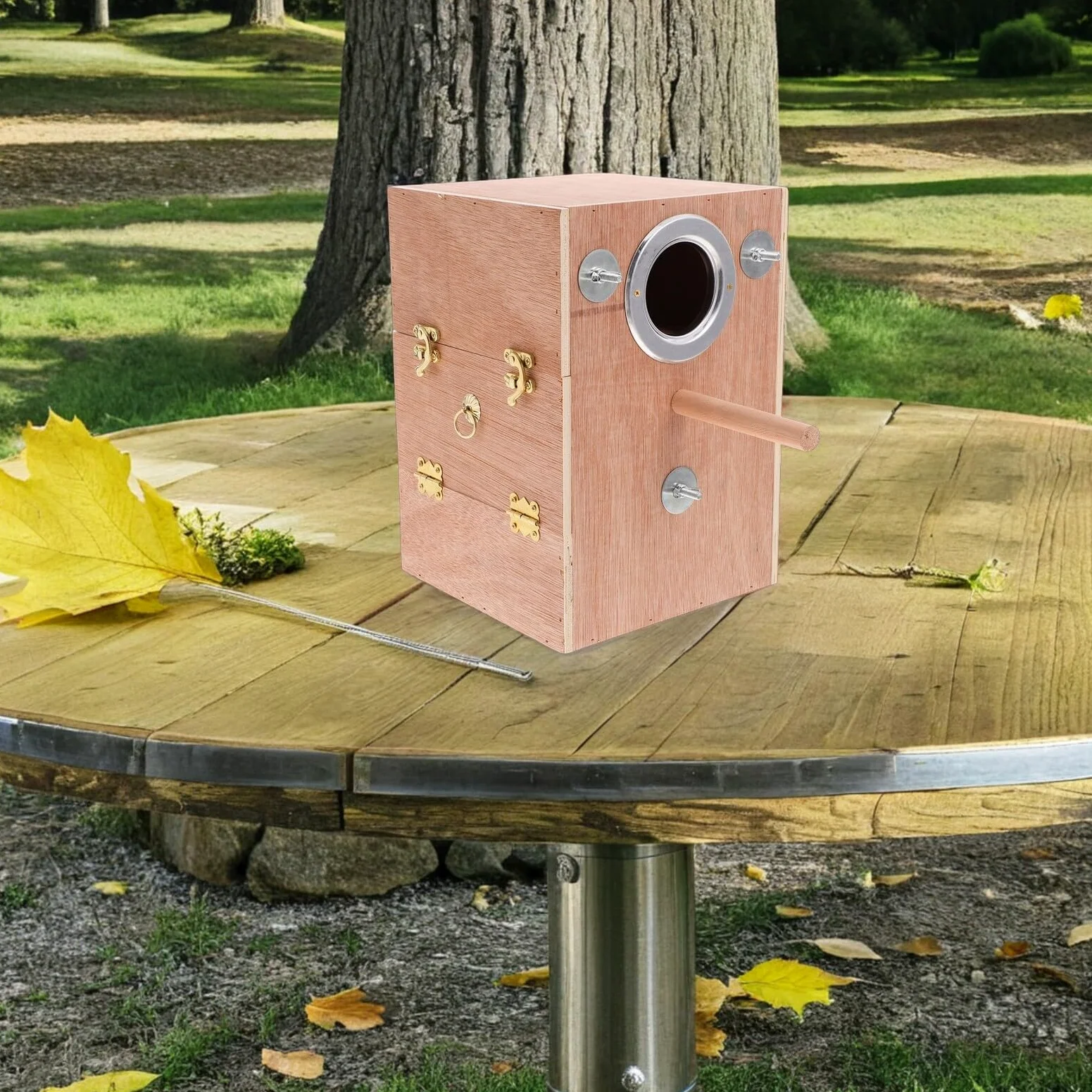 WOONEKY Nido De Cría para De Madera Caja De Apareamiento con Ventana Abre Soporte para Percha para Cría De Agapornis Pinzones y Periquitos
