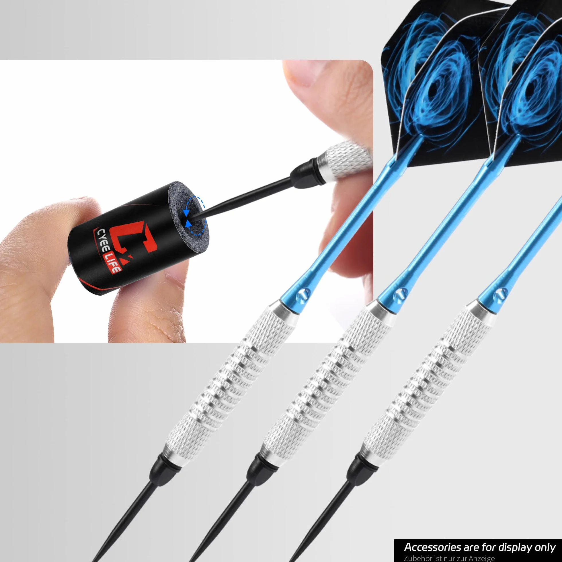 CyeeLife puntas de dardos de acero 2BA con anillos de goma y sacapuntas