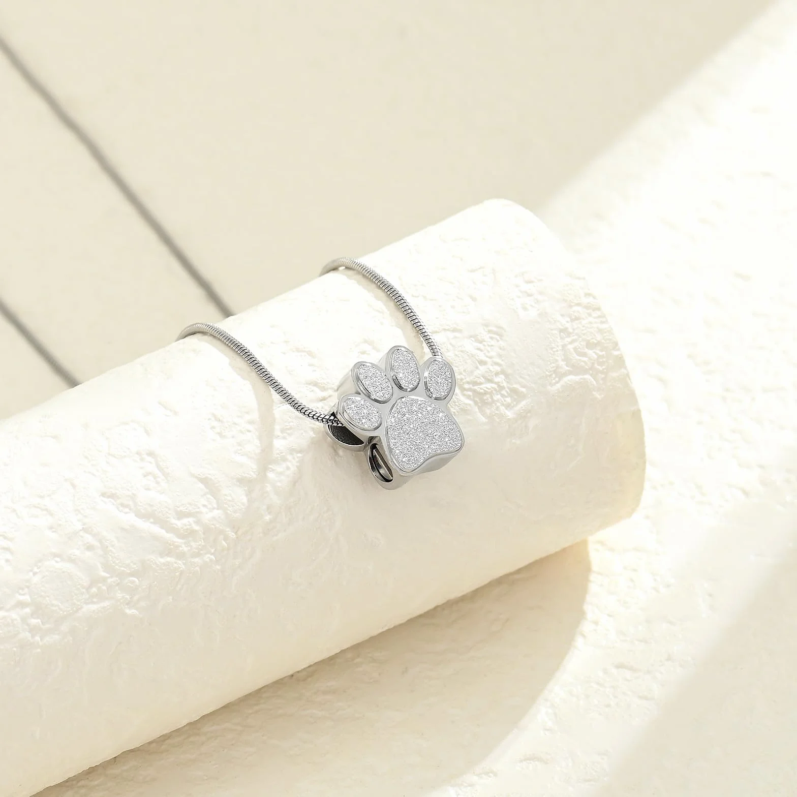Joyería de cremación de Mascotas para Cenizas Collar de urna con Estampado de Patas para Cenizas para Perro Joyería de Recuerdo para Regalos conmemorativos Colgantes de Cenizas de Gato