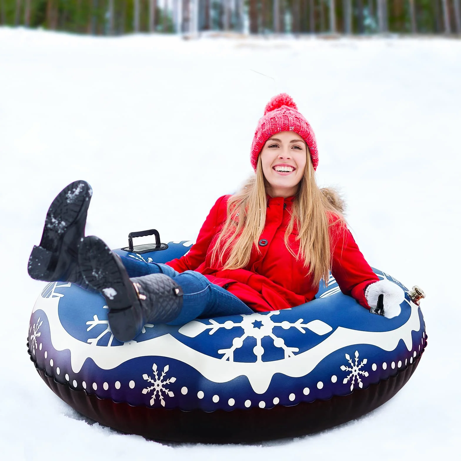 Trineo Hinchable de Invierno 120 cm con Asas de Seguridad para Niños y Adultos