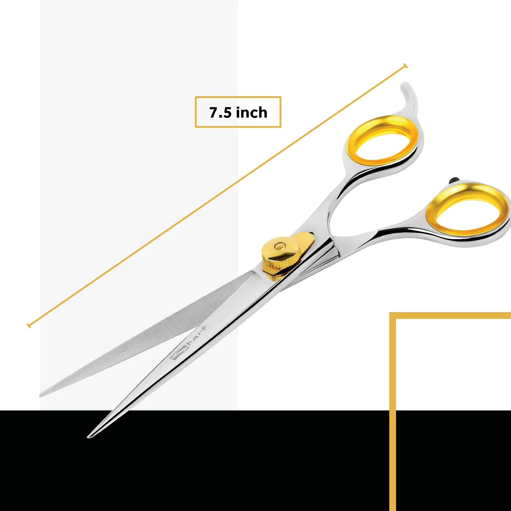 SHARF Gold Touch Tijeras de Peluquería Mascotas Cuchillas Rectas Acero Inoxidable 19 cm