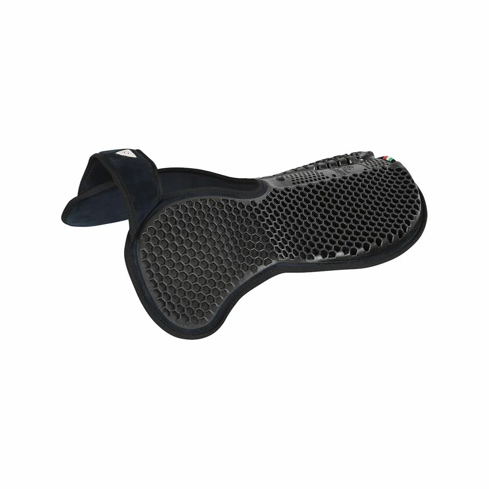 ACAVALLO Protector de espalda libre hexagonal gel 1/2 Pad y soporte trasero caballo equitación elevador azul