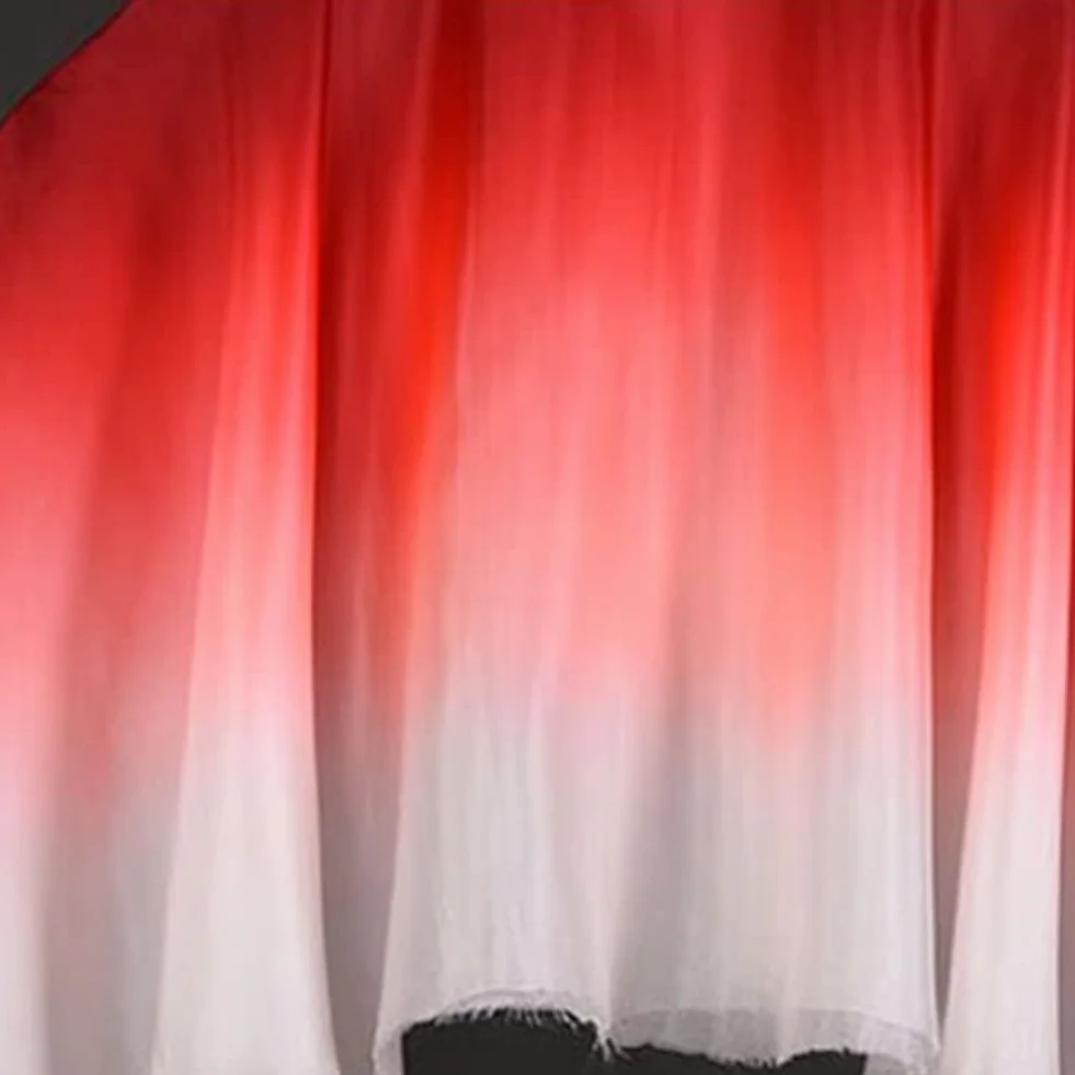 Velos de Abanico Doble de Medio Círculo Rojo Seda para Danza Folclórica Mujer 1 Par