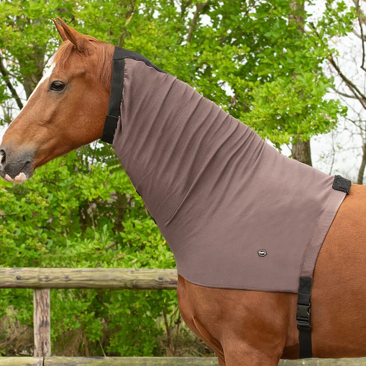 QHP Sección del Cuello Sweet Itch, Protectores para Caballos in Size: XL. - Marrón - XL