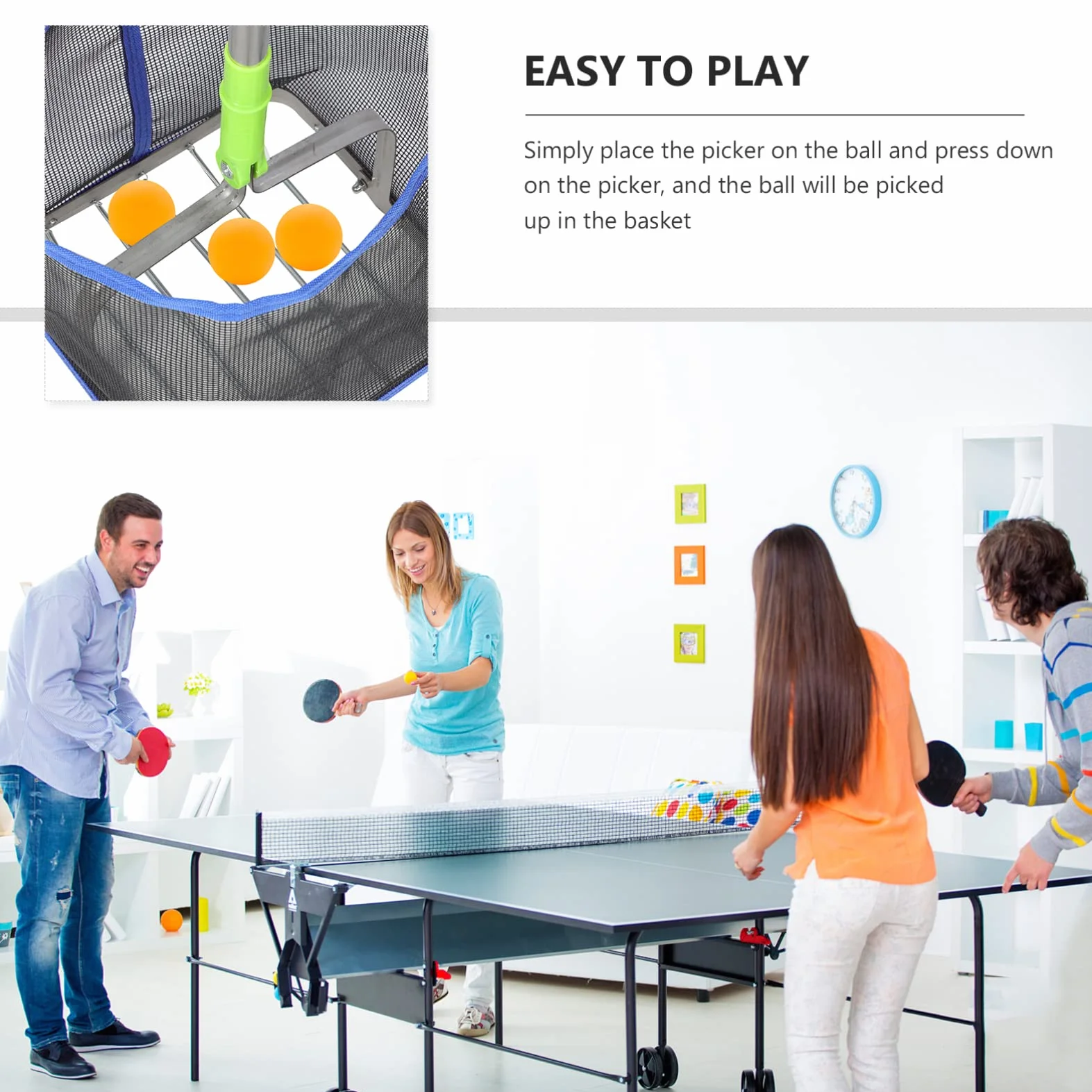 BESPORTBLE Pong Picker portátil Colector de Pelota de Tenis de Mesa Retriever Up Bolsa de Malla Equipo de Entrenamiento