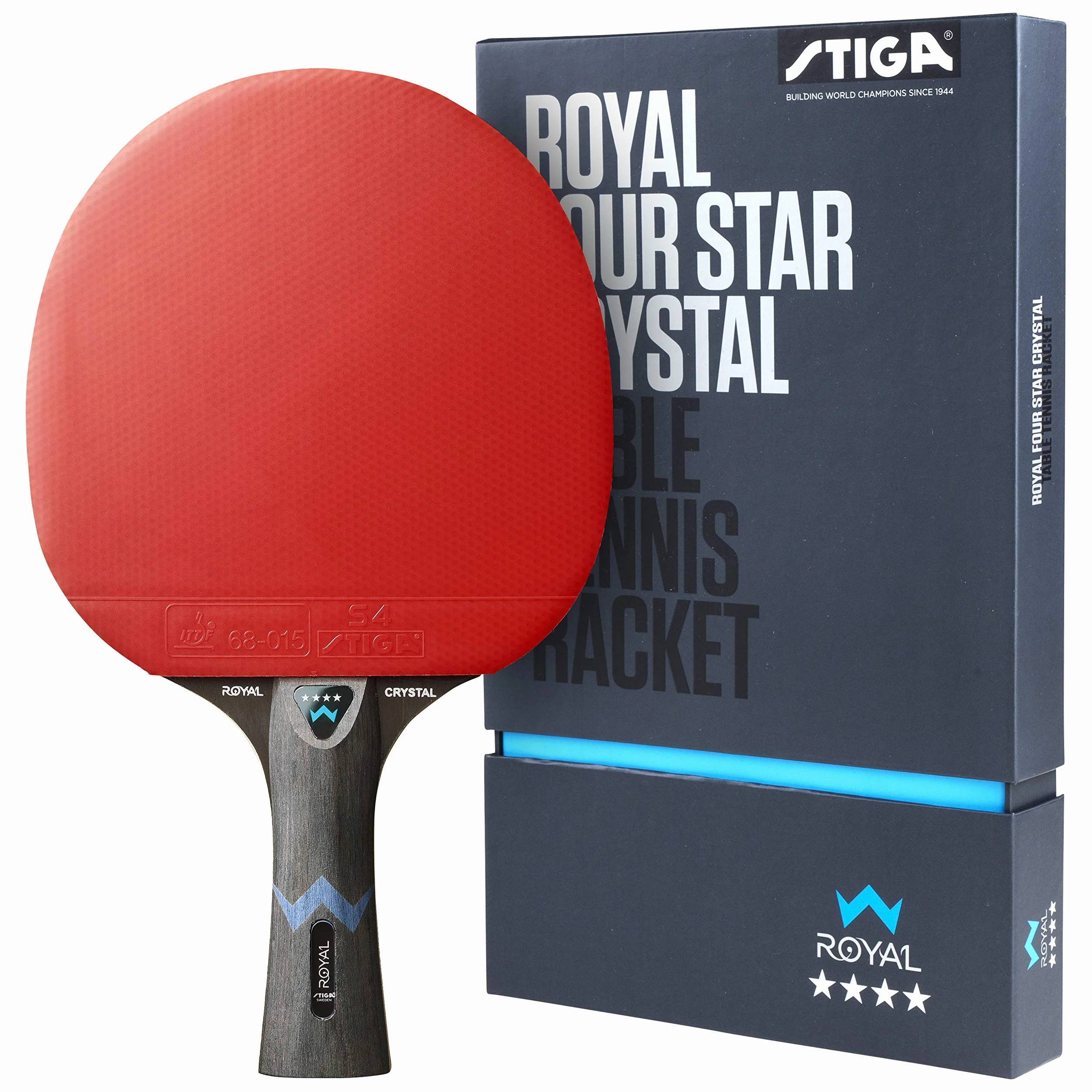 STIGA Royal 4-Star Raqueta de Tenis de Mesa ITTF Goma Crystal 5 Capas Mango Cóncavo