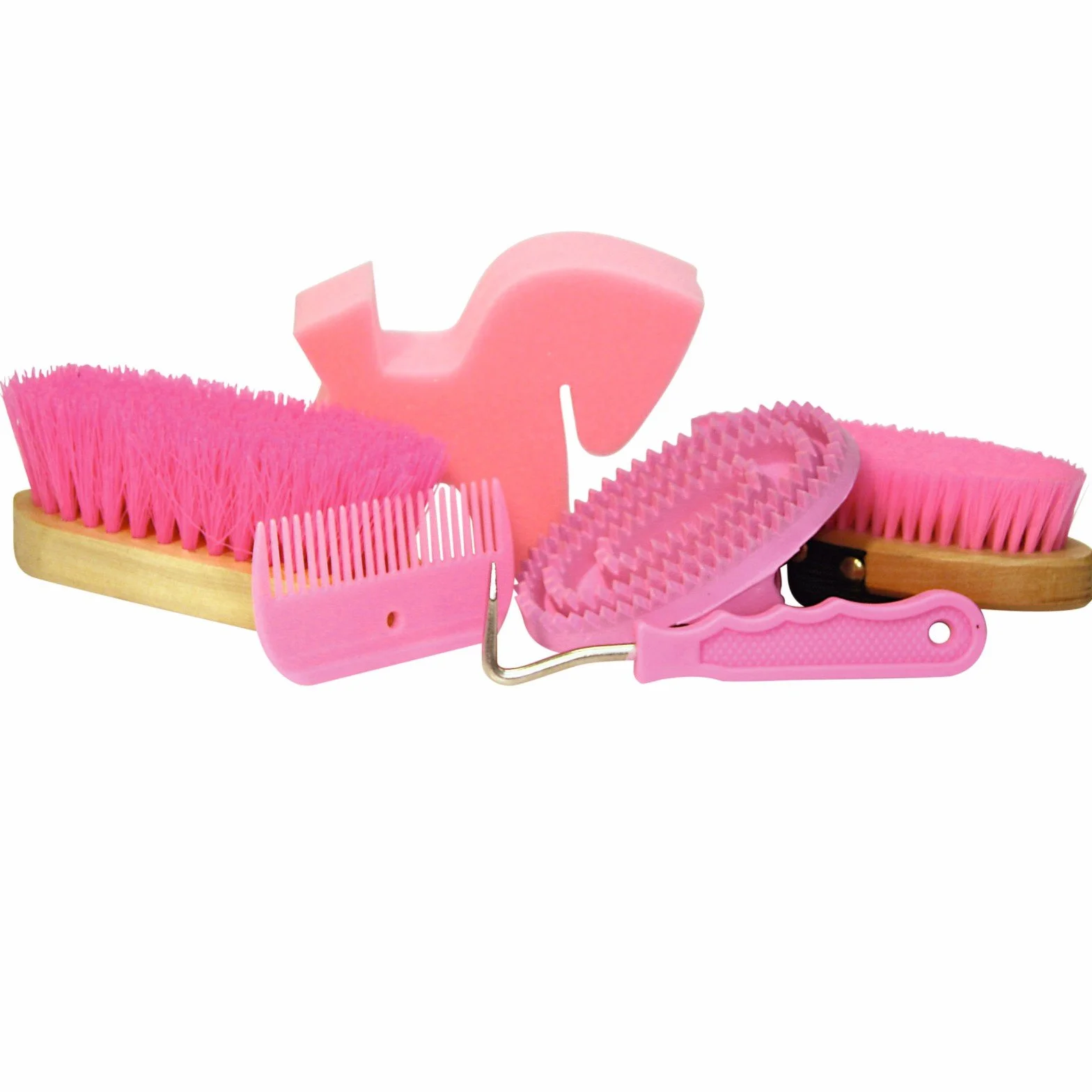 EXCELLENT Suministros Para El Caballo Kit De Aseo Con 7 Productos En Mochila Rosa