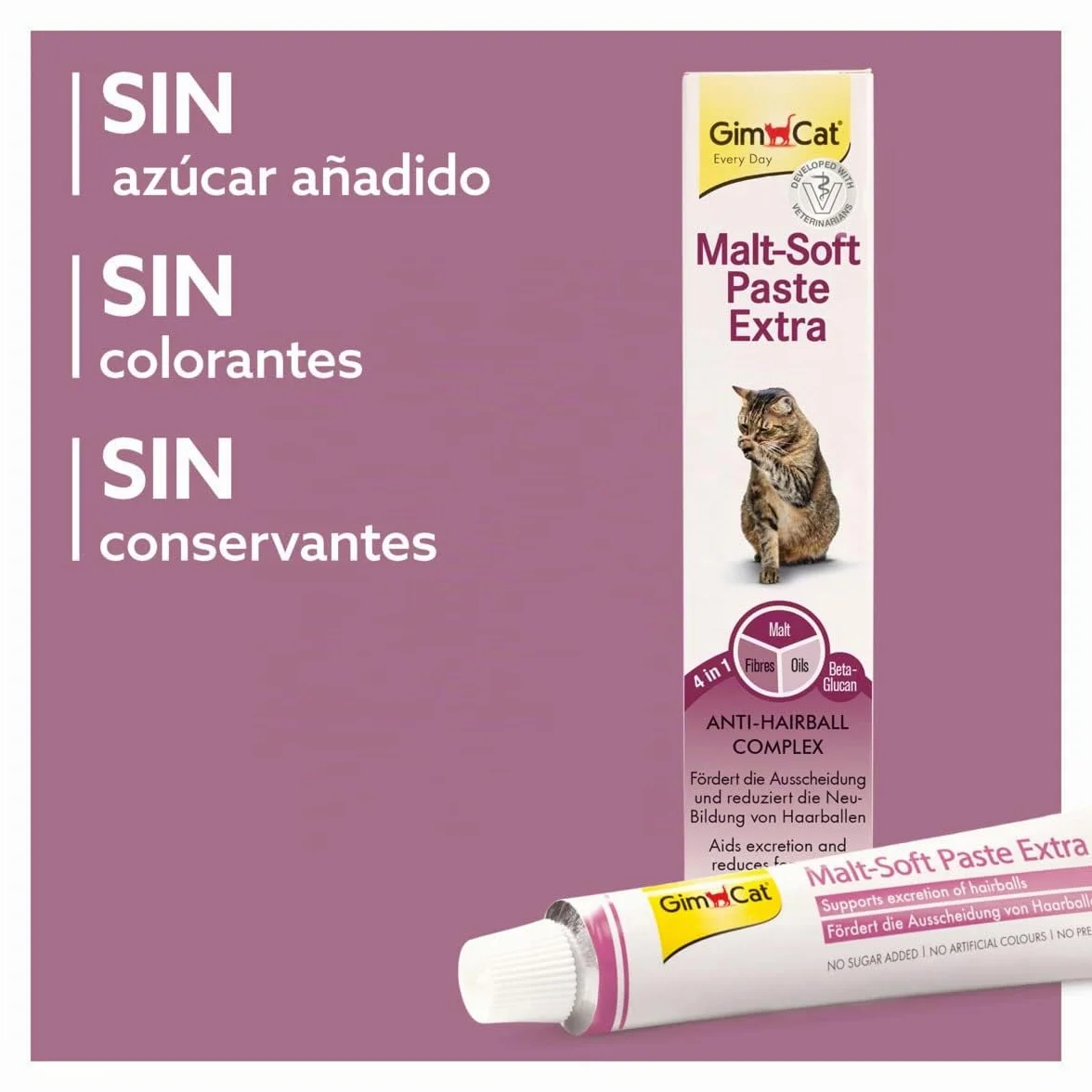 GimCat Malt-Soft Extra, pasta con malta- Anti-Hairball snack para gatos favorece la excreción de bolas de pelo - 1 tubo (1 x 200 g)