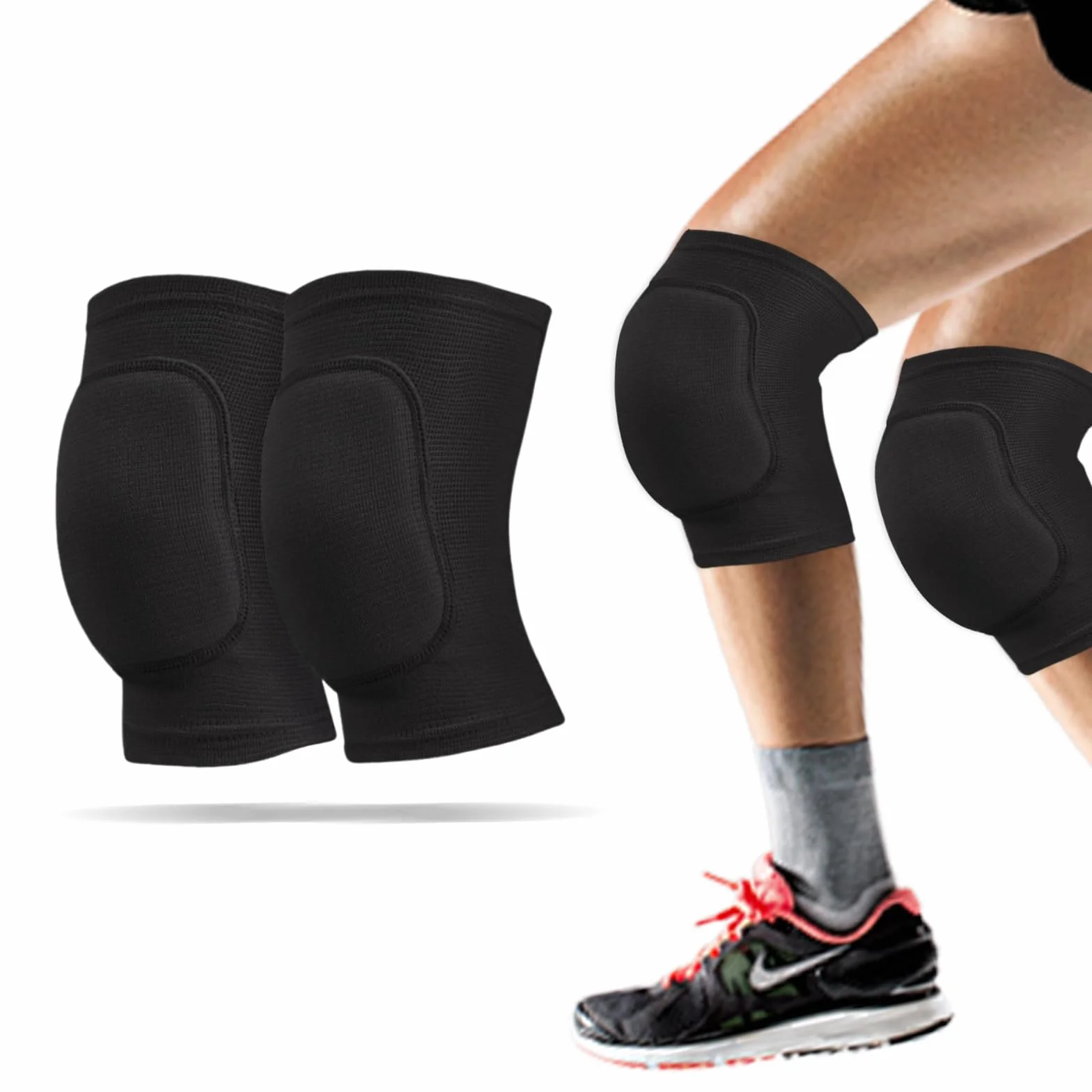 Rodilleras Deportivas Unisex WiseJoy 2 PCS Antideslizantes Elásticas para Voleibol, Fútbol, Baloncesto