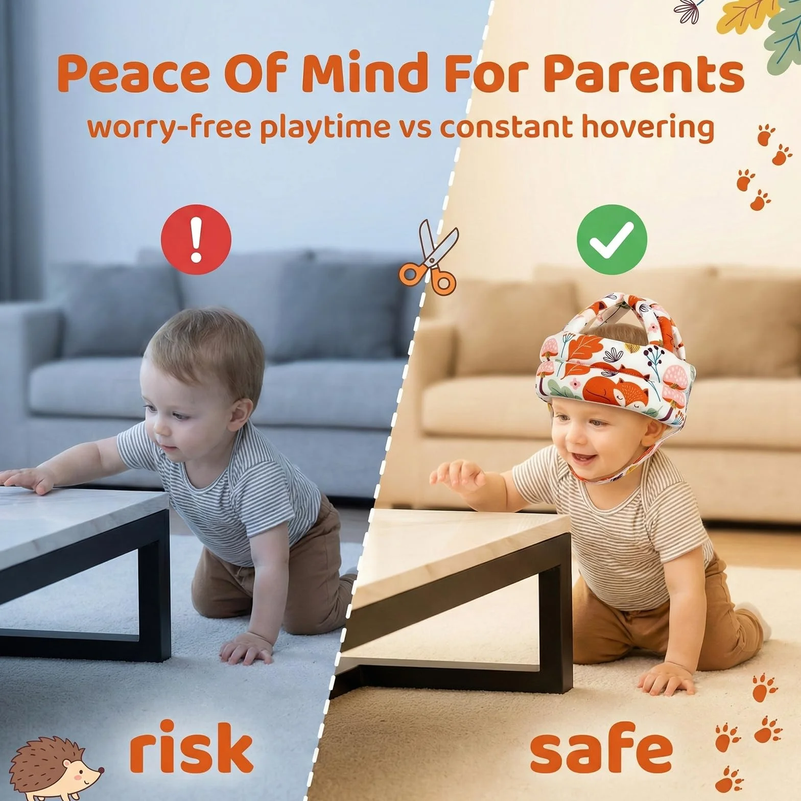 Casco Protector Ajustable y Transpirable Anti-Caídas para Bebés 6-36 Meses