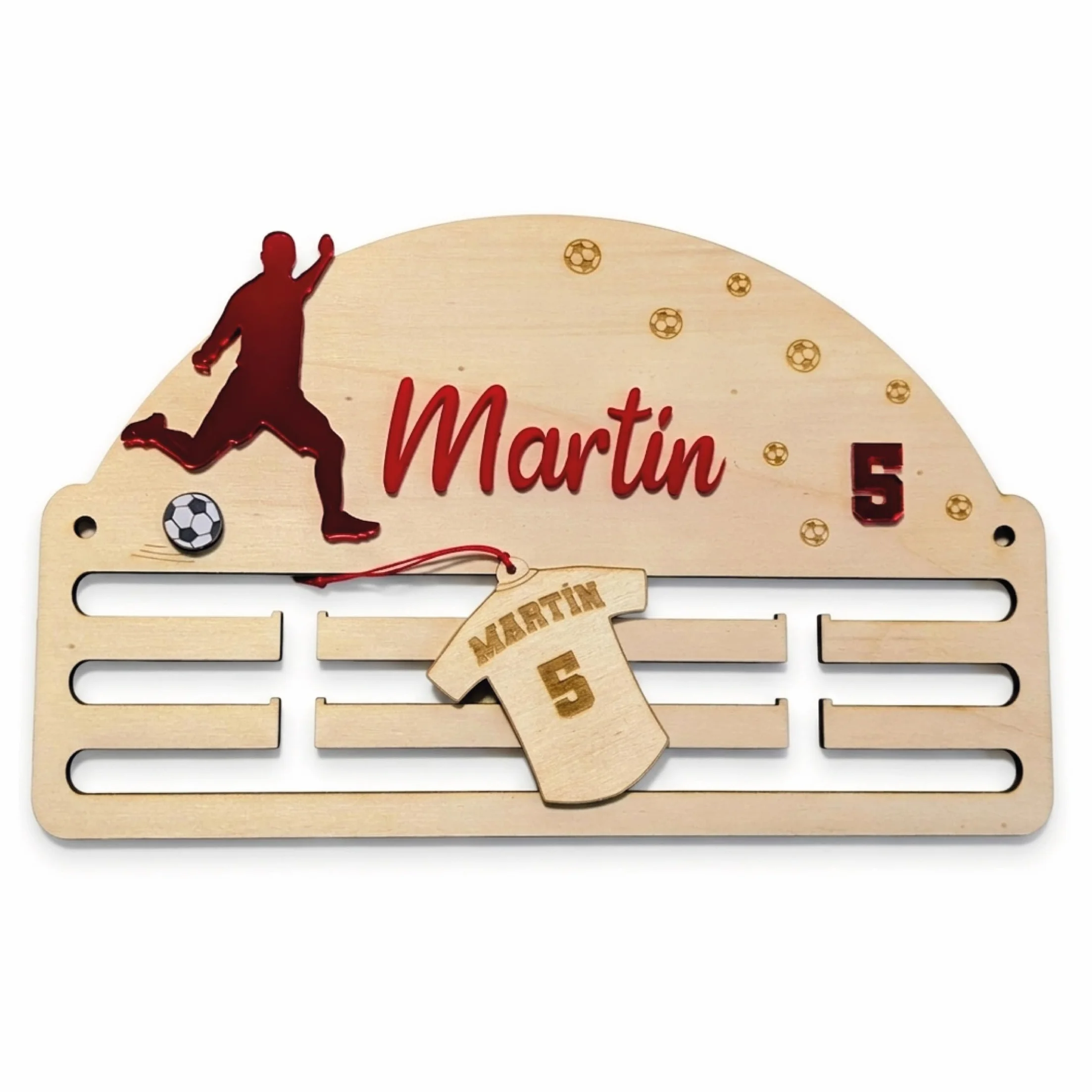 Medallero Fútbol de Madera Personalizado con Nombre, Acrílico, Fabricado en España