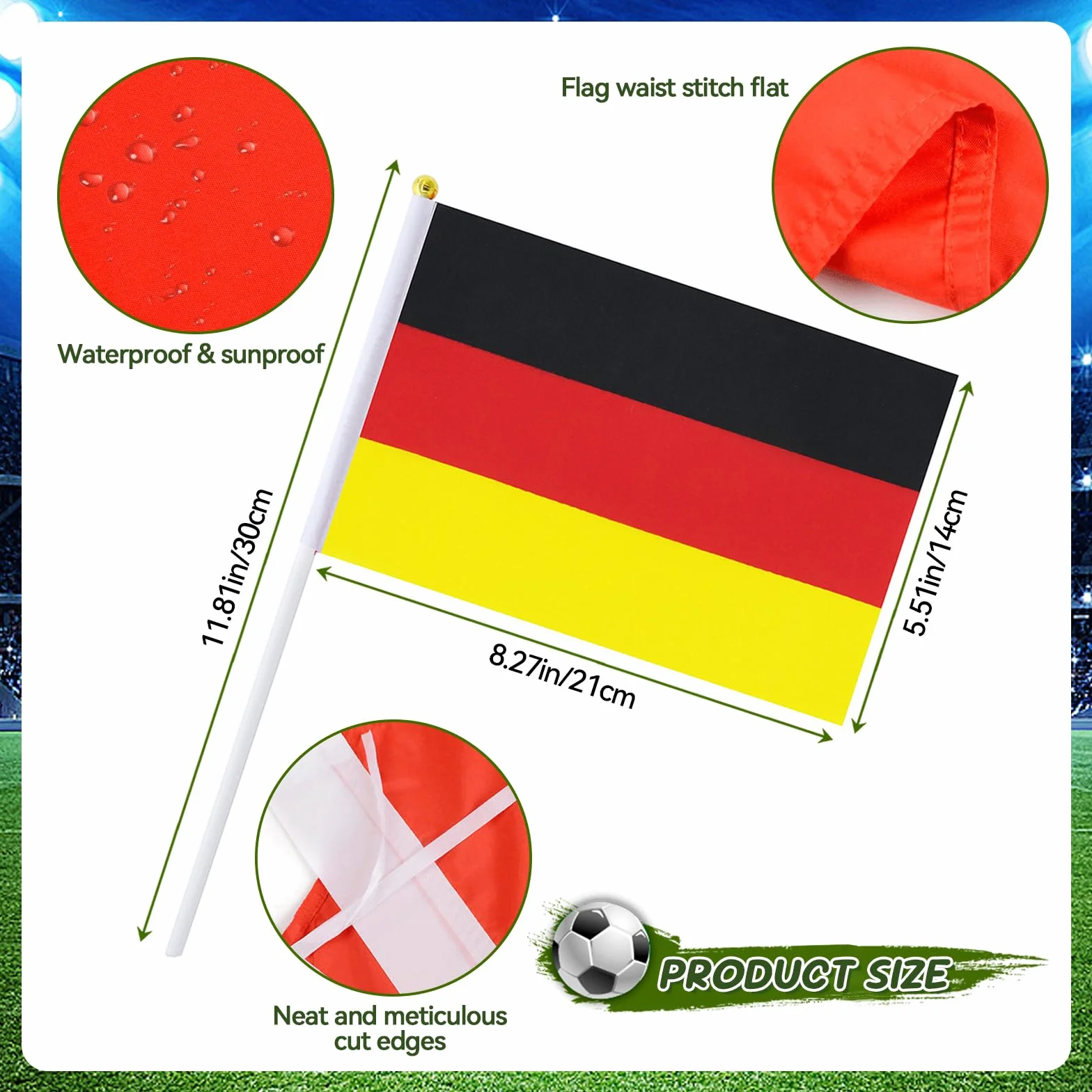 Banderas del Mundo Set 32 Países 14x21cm Poliéster Doble Cara Decor Copa Mundial