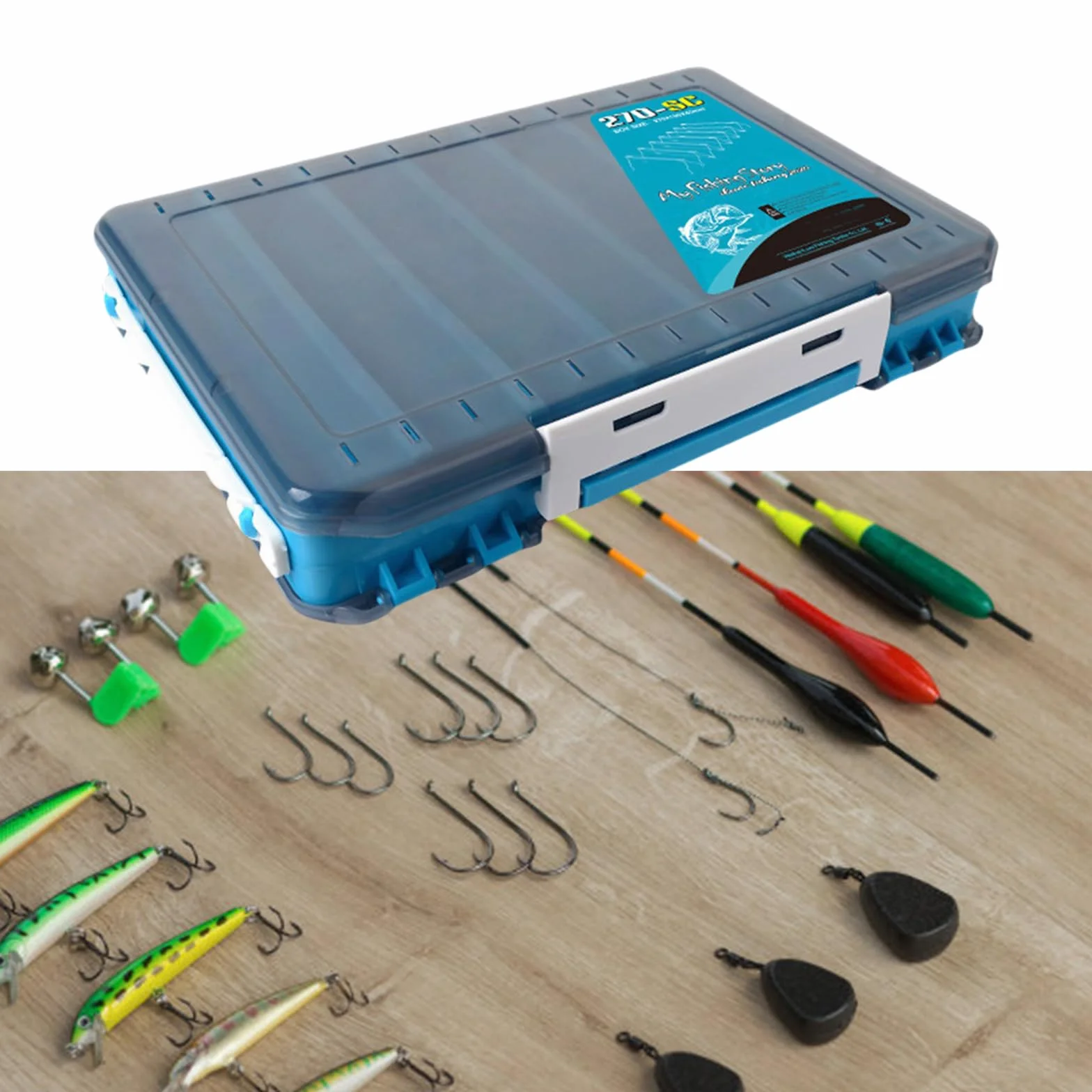 Caja de aparejos de doble cara para transportar señuelos de pesca transparentes, caja de almacenamiento, organizadores de aparejos de pesca, herramienta impermeable