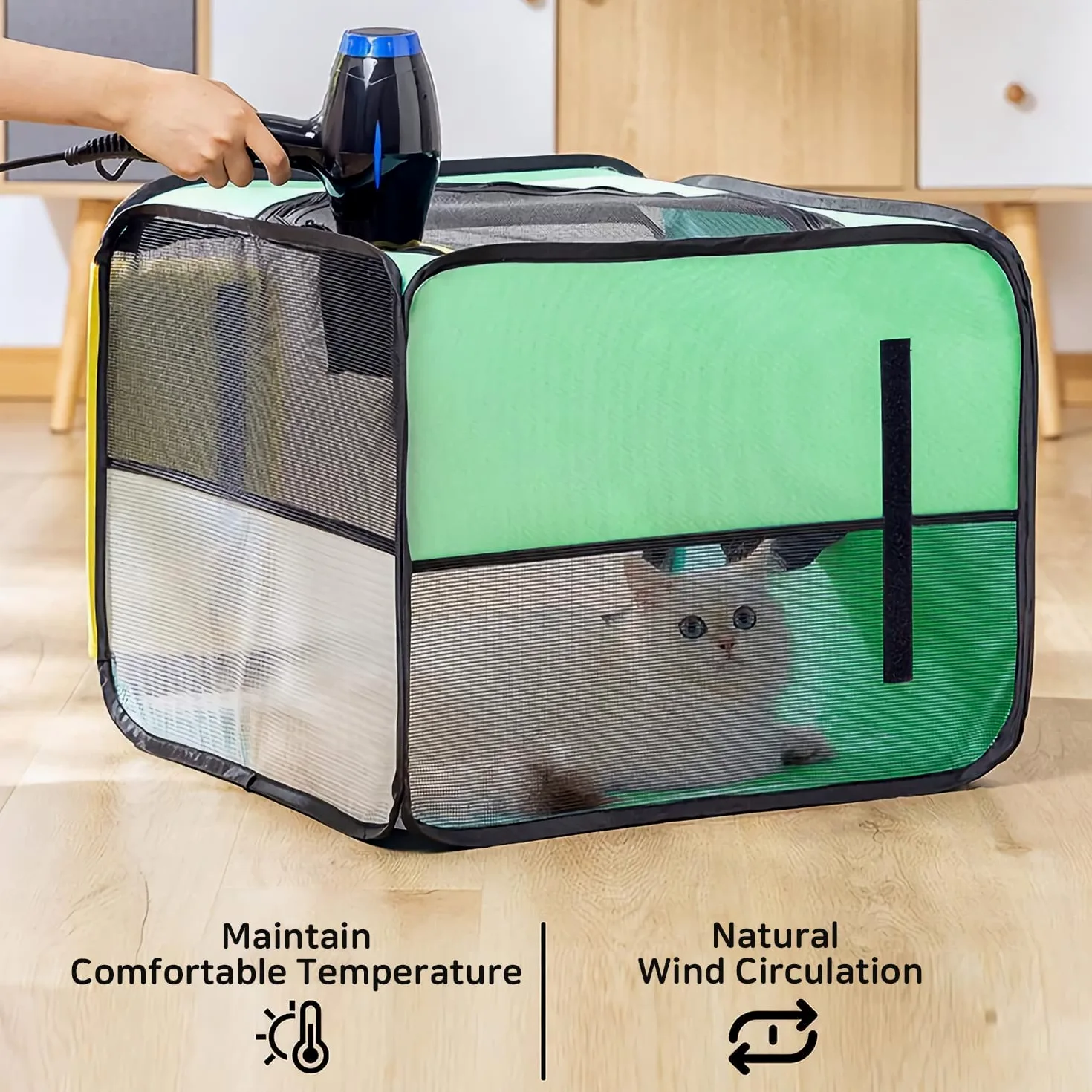 Caja De Secado para Mascotas, Portátil, Plegable, para Mascotas, Secador De Pelo para Mascotas, Aseo Limpio, Secador De Casa, Jaula para Perros Y Gatos, Caja De Secado, Bolsa De Viaje De Lado Suave