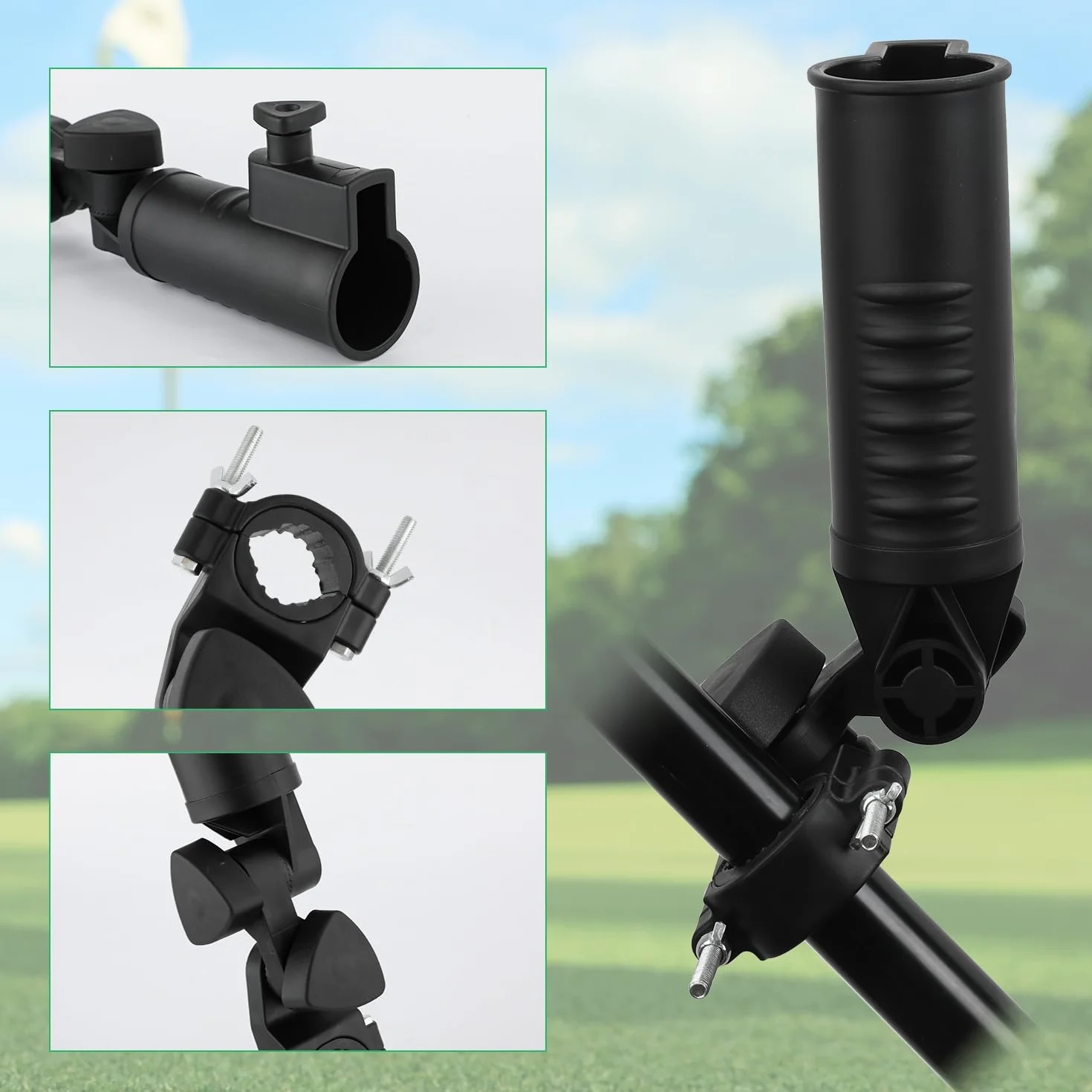 Soporte Paraguas Carrito de Golf de Aleación de Aluminio Resistente para Movilidad y Silla de Ruedas