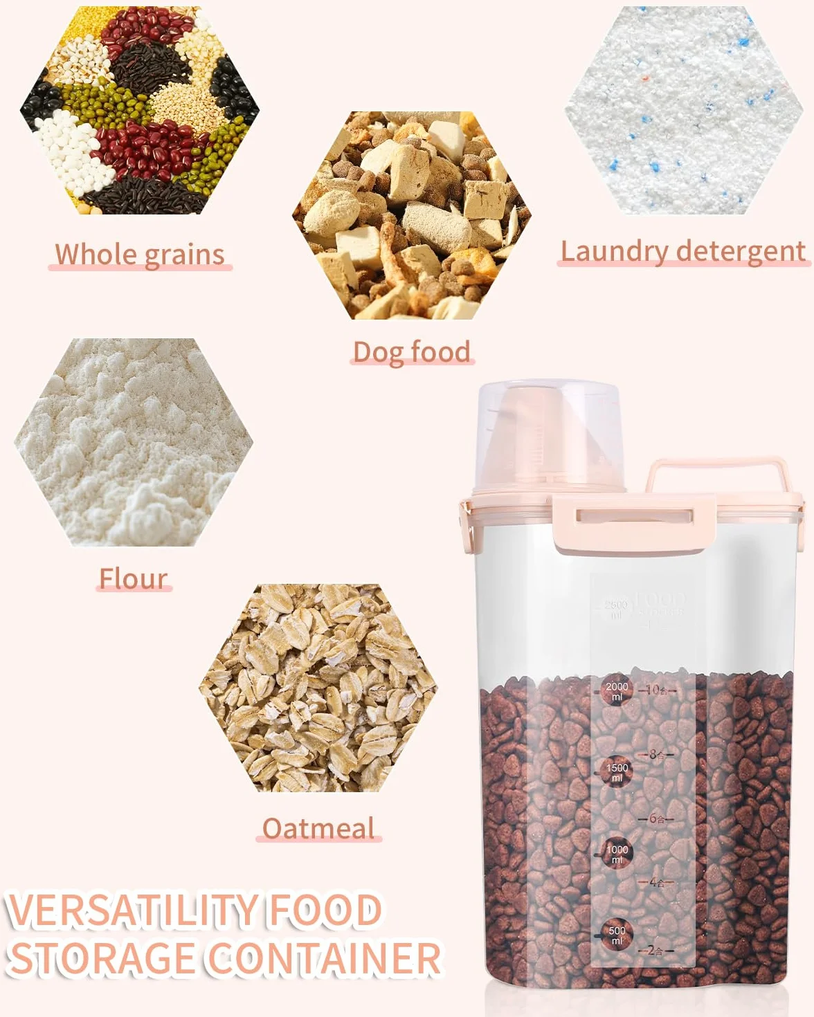 Jutyum 2 Contenedor Comida Perro 3L, Dosificador Detergente Lavadora, Botes Almacenaje Cocina, Contenedor Pienso Perros, Botes Hermeticos