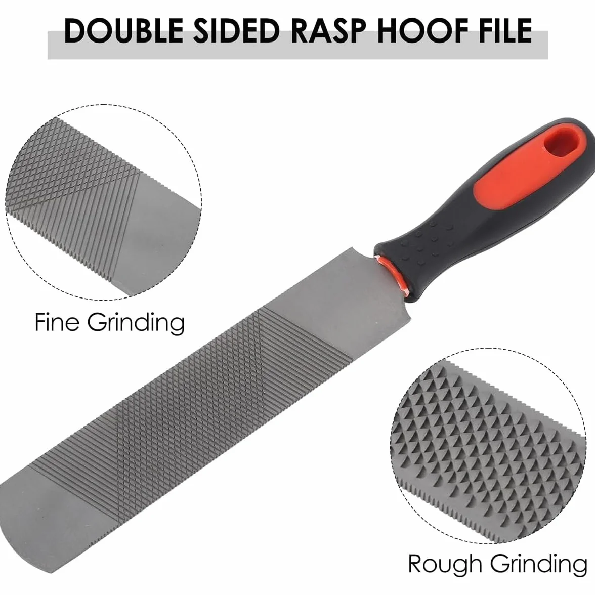 Escofina para Cascos de Caballo de 8 Pulgadas, Lima de Acero con Alto Contenido de Carbono para Recortar herraduras, Herramienta para herrador, Herramienta de herrador de Cabeza Redonda