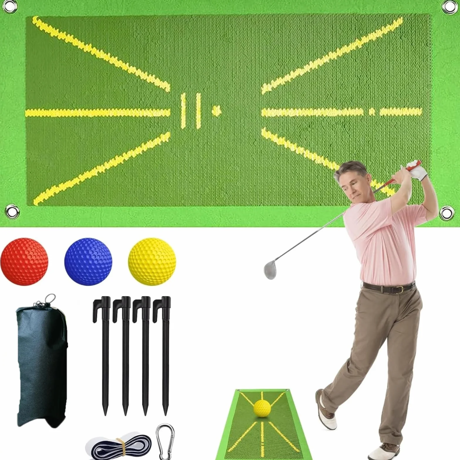 Alfombra de Golf con Bolsillo Negro 10pcs Mat de Entrenamiento para Interior