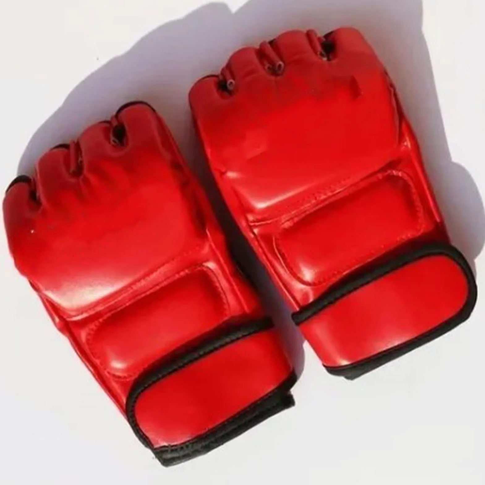 Guantes de Boxeo MMA Medio Dedo Rojos para Entrenamiento Kickboxing Adultos