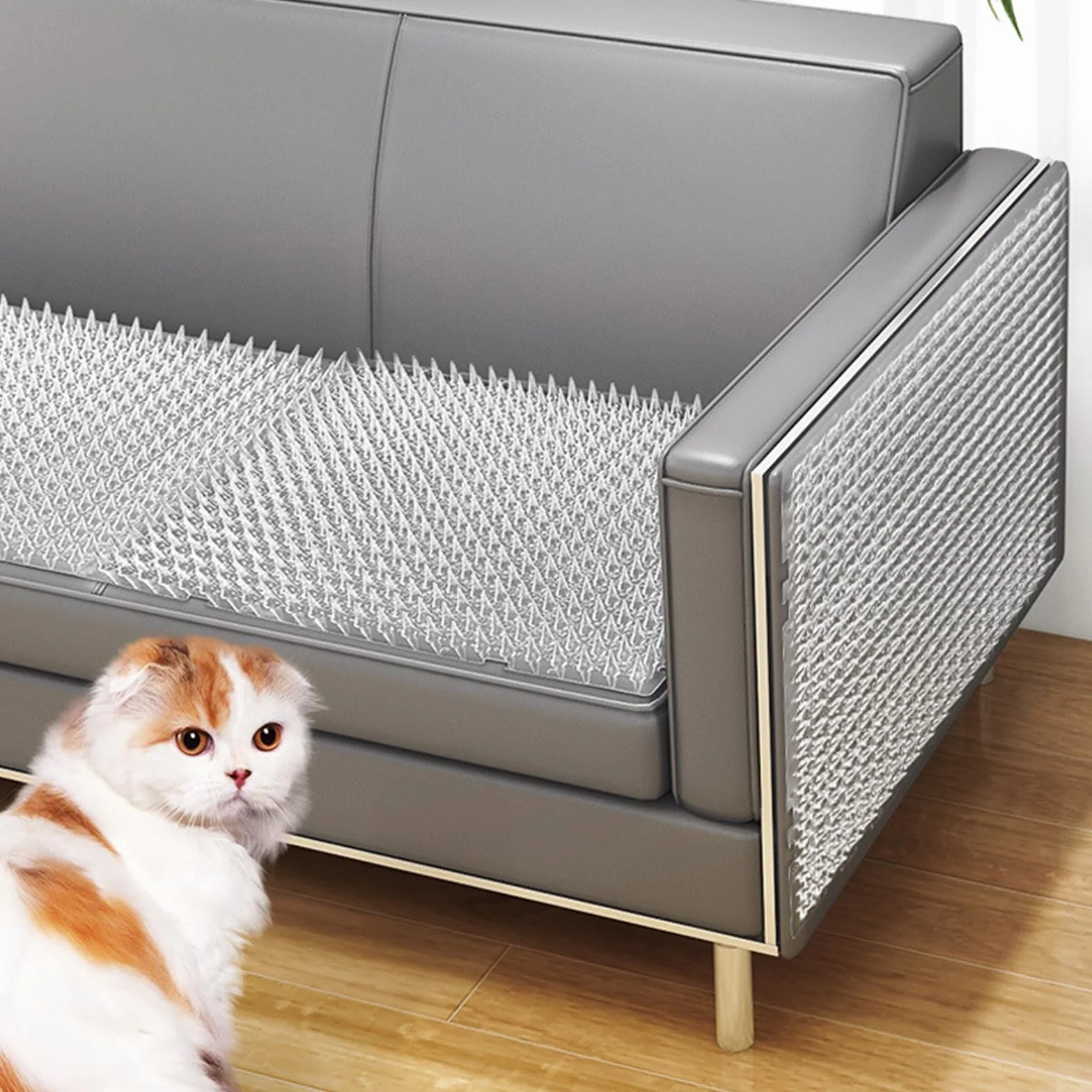 Alfombrilla Anti Gatos, Rejilla Antigatos 10 Unidades | Pinchos Disuasorios para Jardín y Balcón | Protección Duradera Interior/Exterior | PP Reciclado, Antideslizante 42 * 34cm (12, Transparente)