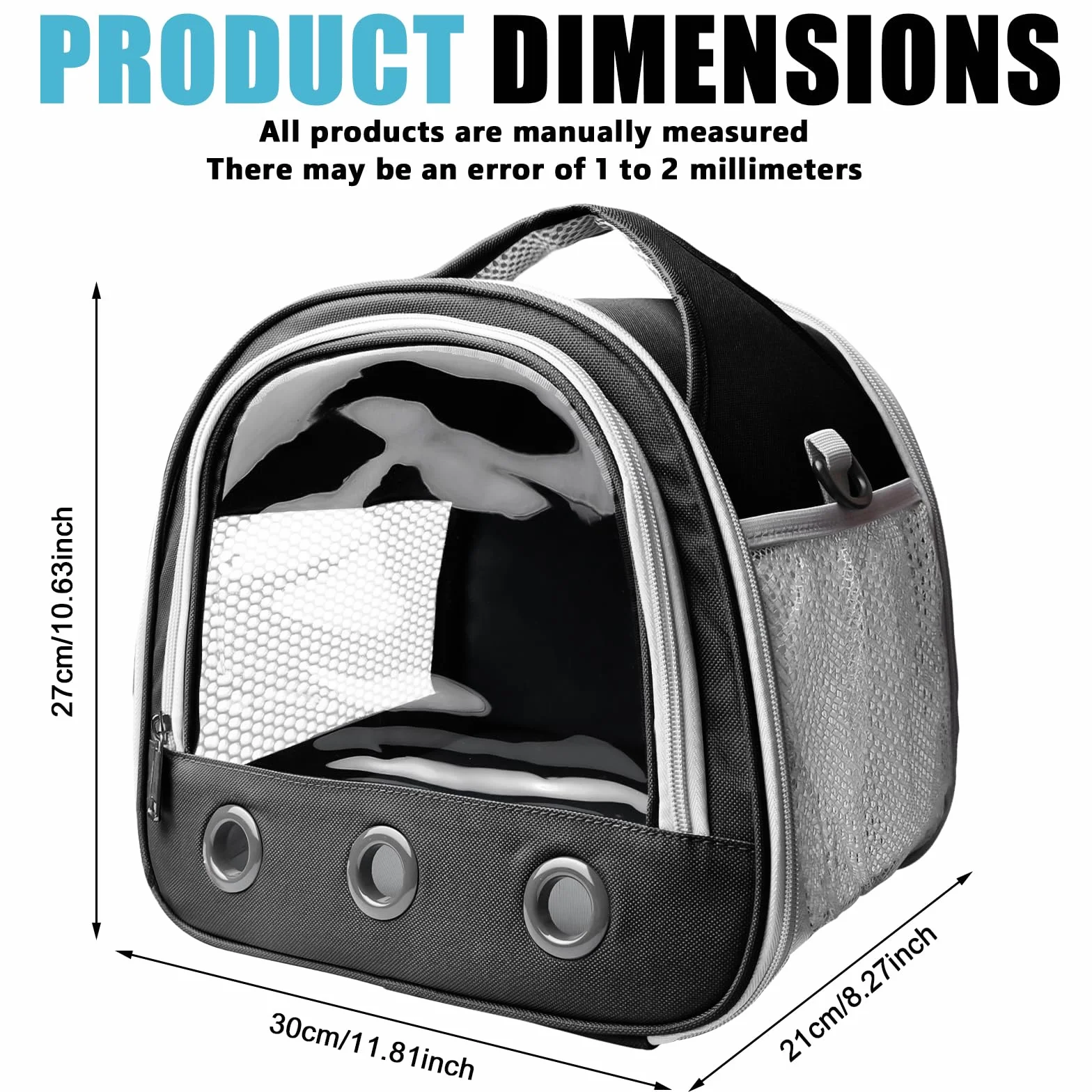 Transportín para conejos, 30 x 21 x 27 cm, caja de transporte para gatos, cobayas, bolsa de viaje para mascotas, bolsa de transporte plegable con correa para el hombro para gatos, perros, conejos