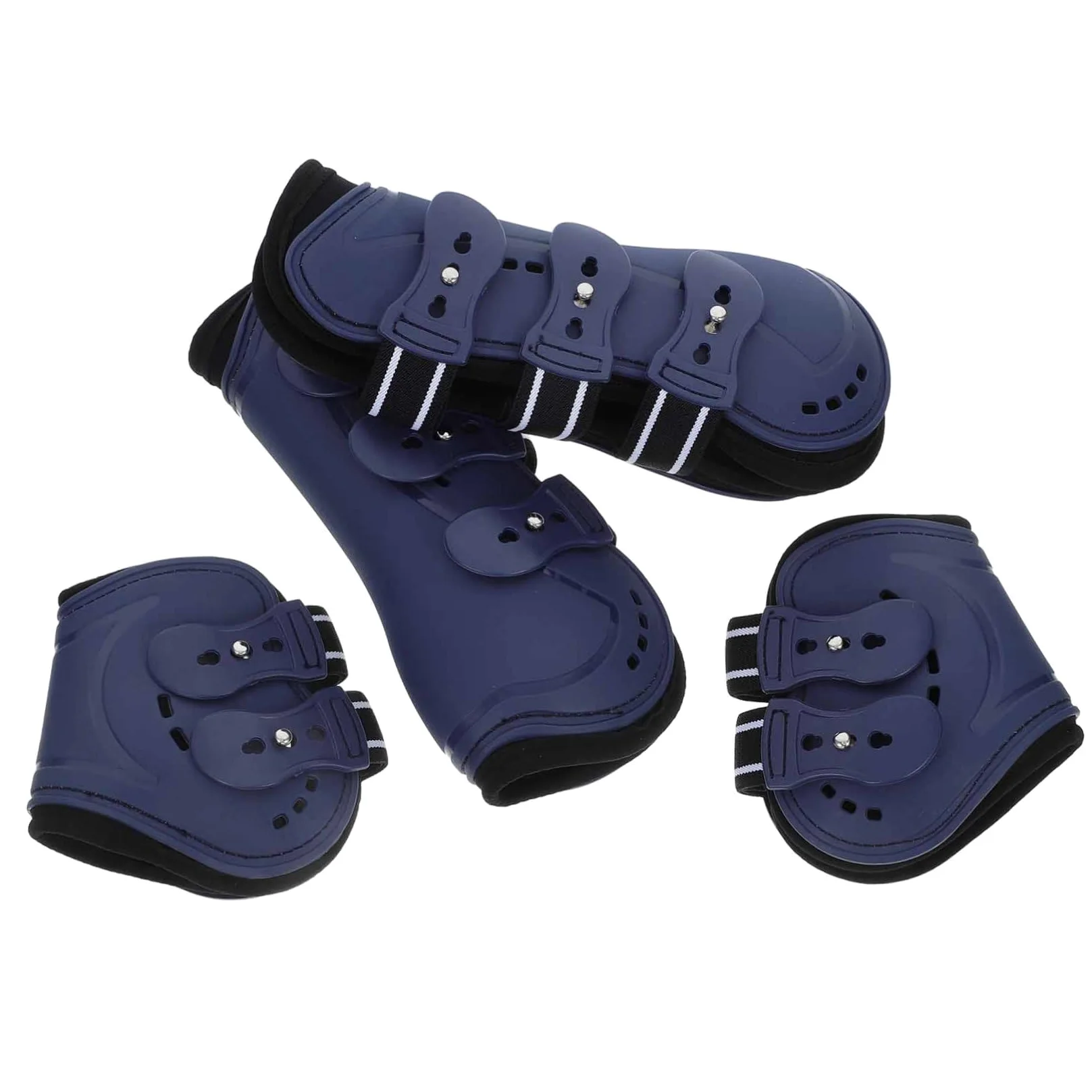 Happyyami 4piezas Botas Protectoras para Caballos De PU Ajustables para Protección De Tendones y Fetlock para Entrenamiento y Salto Equitación Mediano