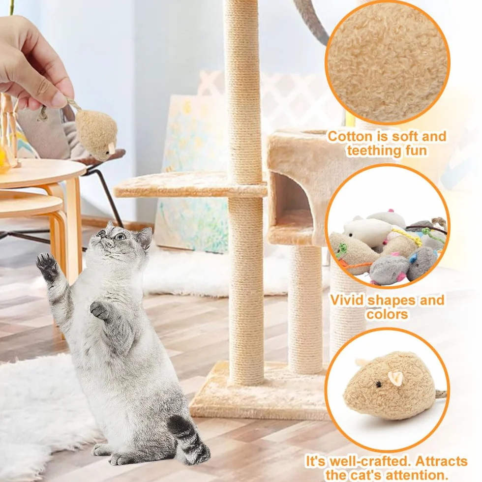 20 Piezas Juguetes paraGatos Ratas Ratones para Gatos de Peluche Ratones de Juguete de Hierba Gatera Juguete de Ratón de Peluche de Gato Interior (Multicolor)