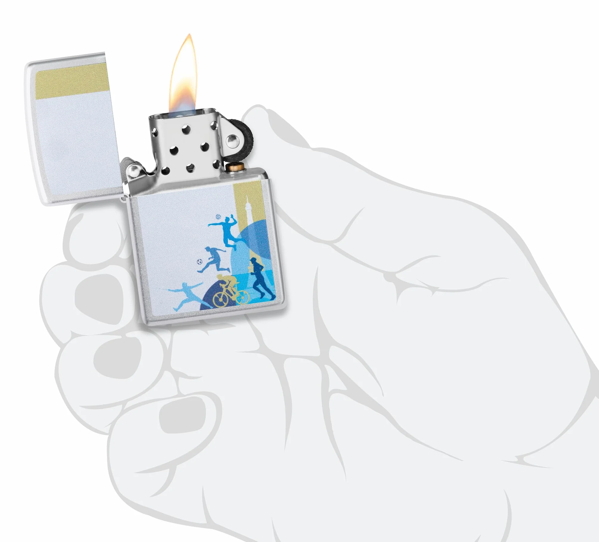 Zippo Encendedor a prueba de viento Sports Players Satin Chrome Recargable Caja regalo