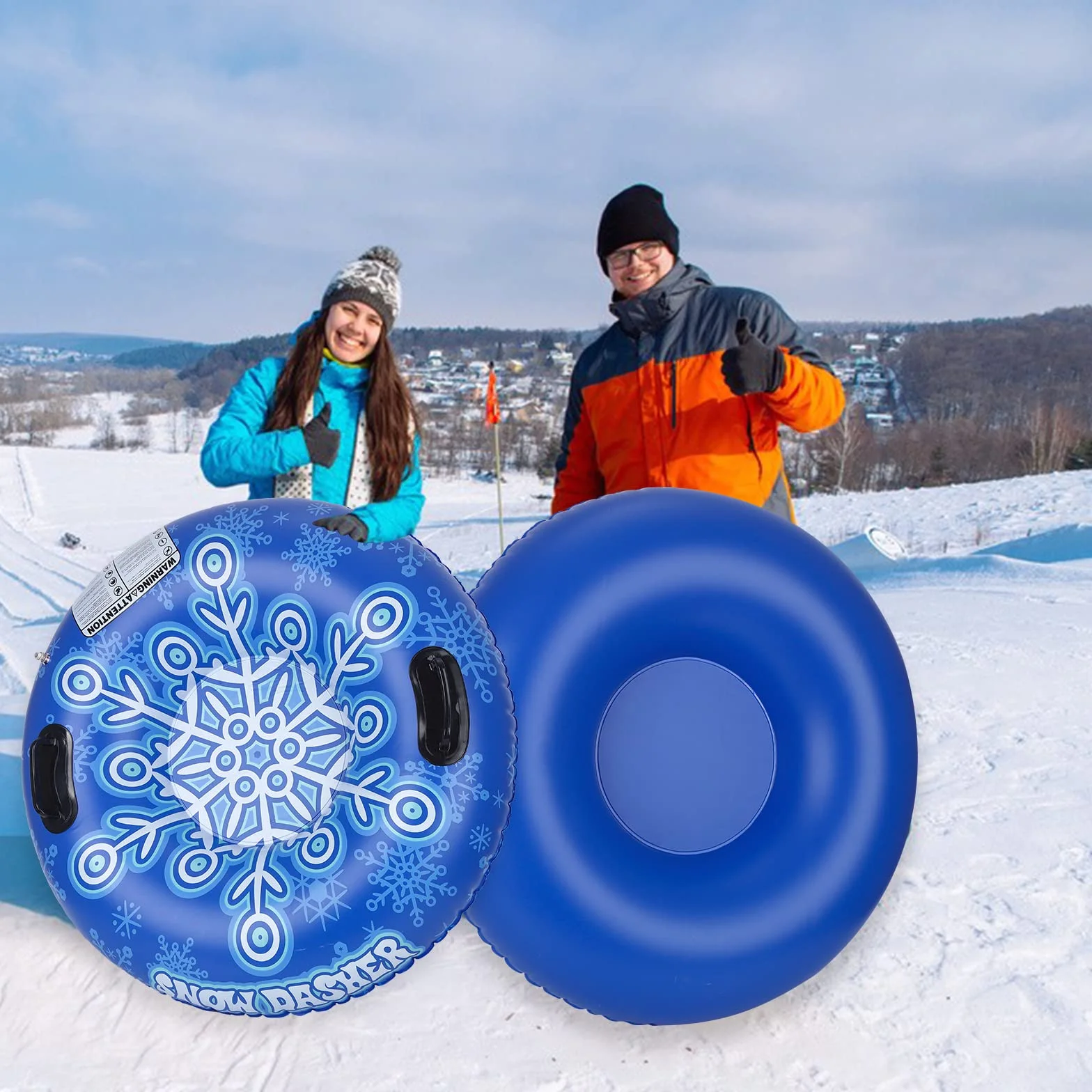 Trineo inflable 90cm PVC con asas deportes de invierno