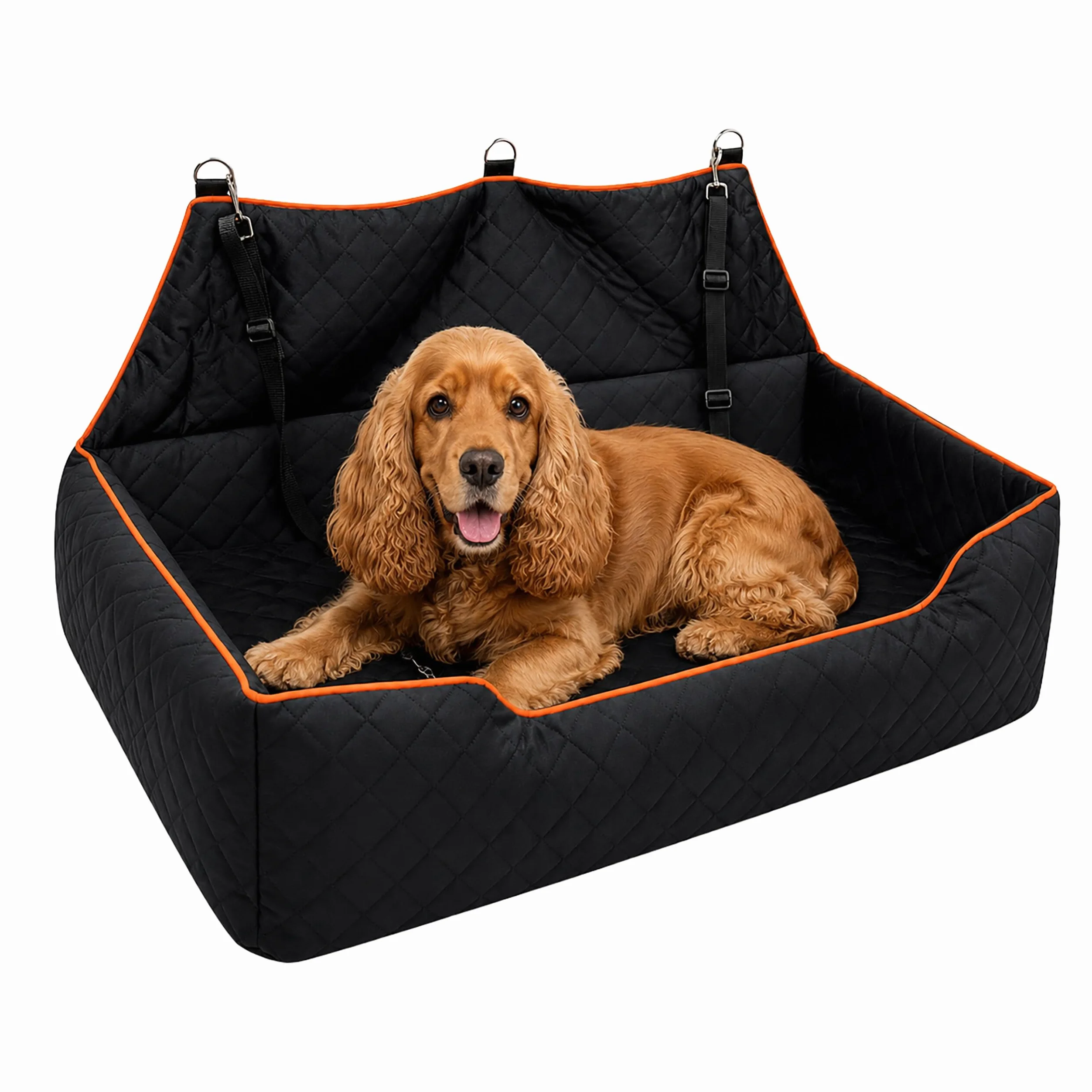 Relaxdays Asiento de Coche para Perros, Maletero y Asiento Trasero, Negro | perros grandes de hasta 60 kg, XXL, protección para el maletero, dimensiones: (Al x An x Fon) 20 x 110 x 50 cm