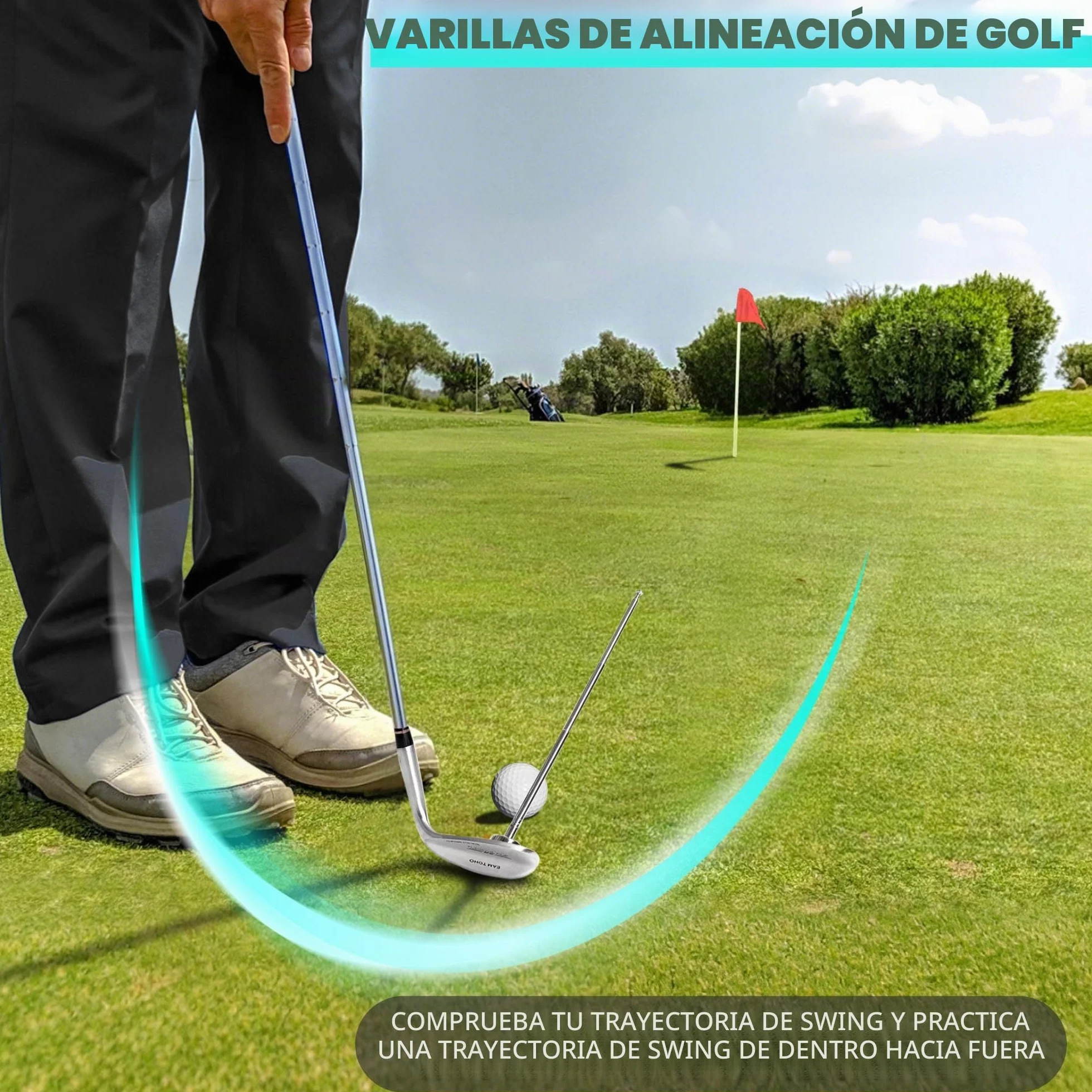 JUNNEE Varillas de alineación de golf 7 ajustes de longitud Corrector de ángulo de inclinación de palo Ayudas de entrenamiento de swing