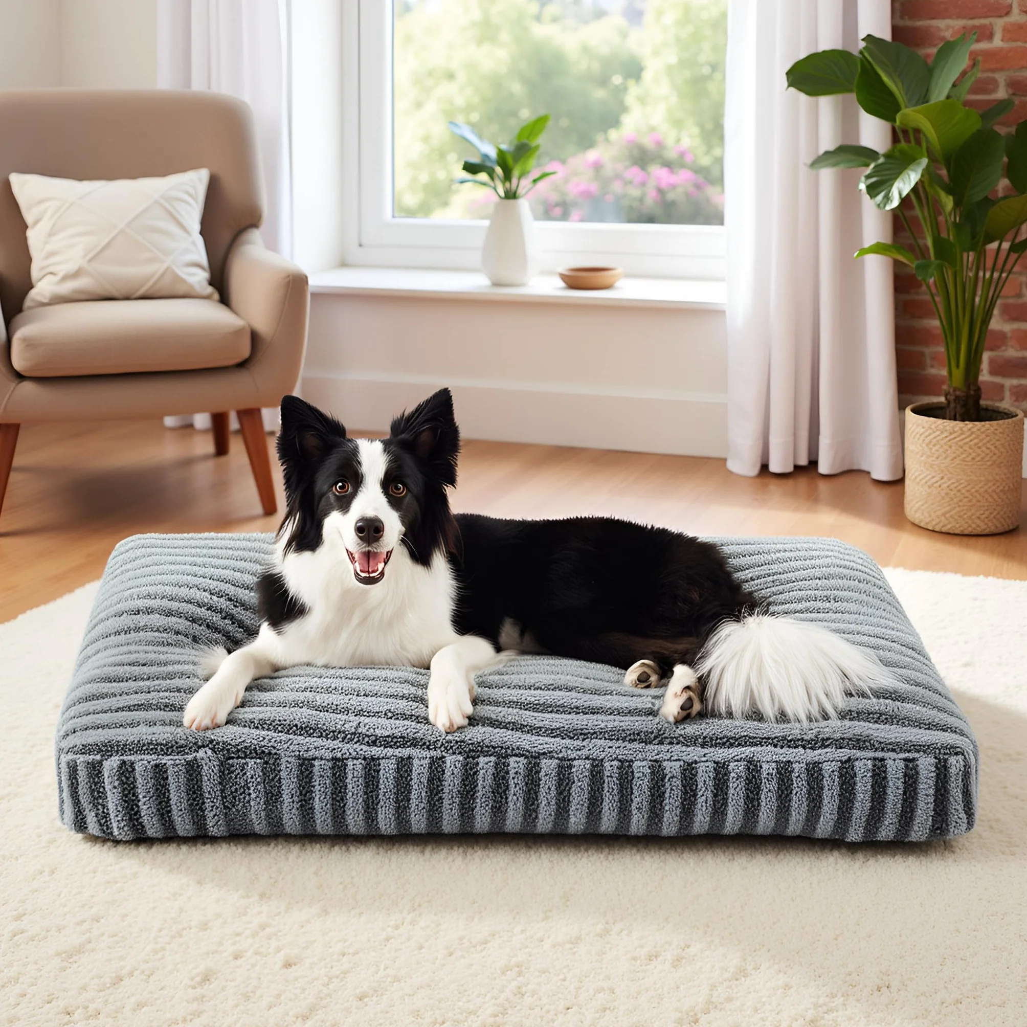 Pawk Cama Perro, Cama para Perros Medianos Lavable Extraíble, Cojín Perro Suave Transpirable Antideslizante para Perros Pequeños y Medianos, 74x53x8cm
