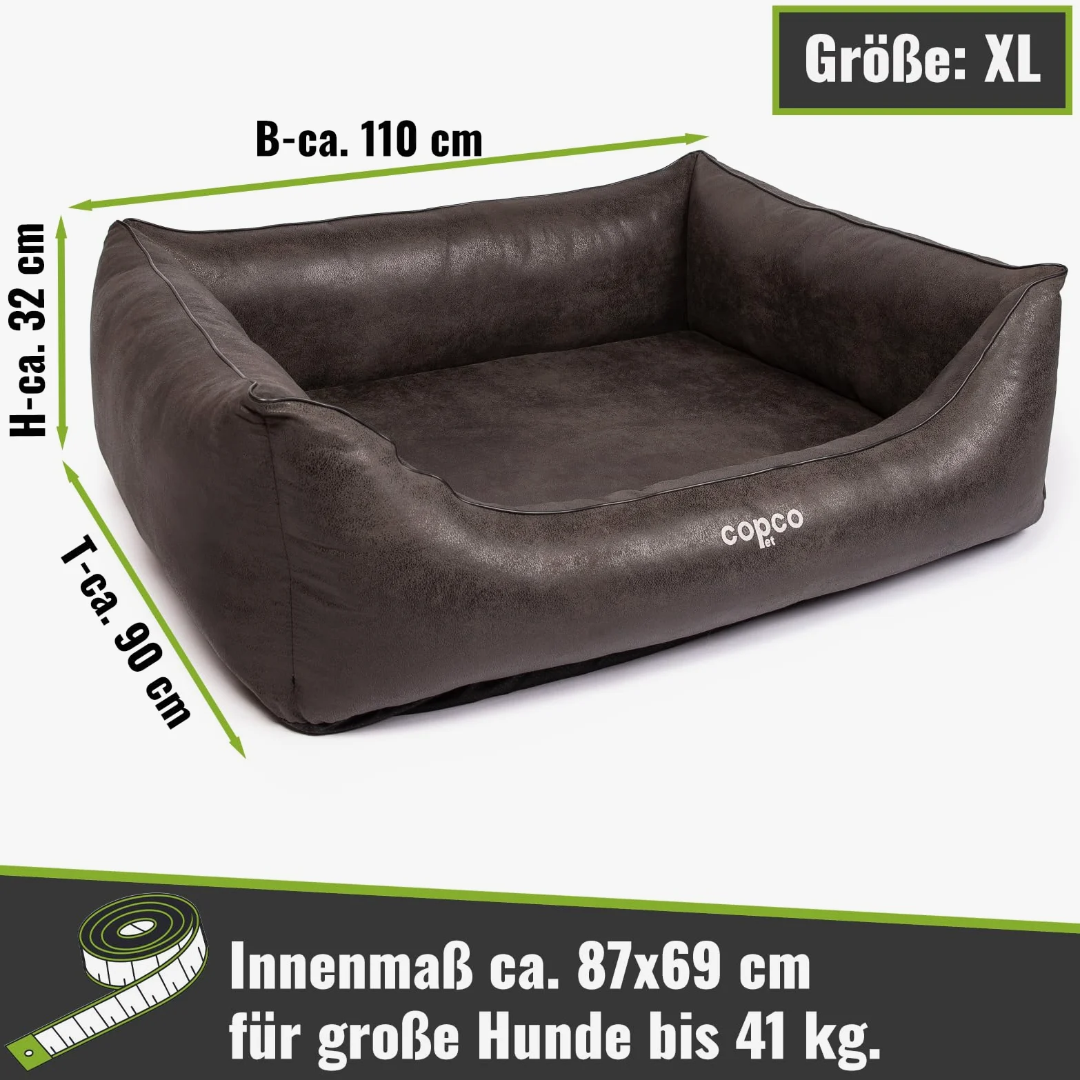 Copcopet Cama para perros Emma, cama impermeable para perros, perros espacio de dormir en imitación ante, perros – colchón de espuma de copos o espuma viscoelástica ortopédica
