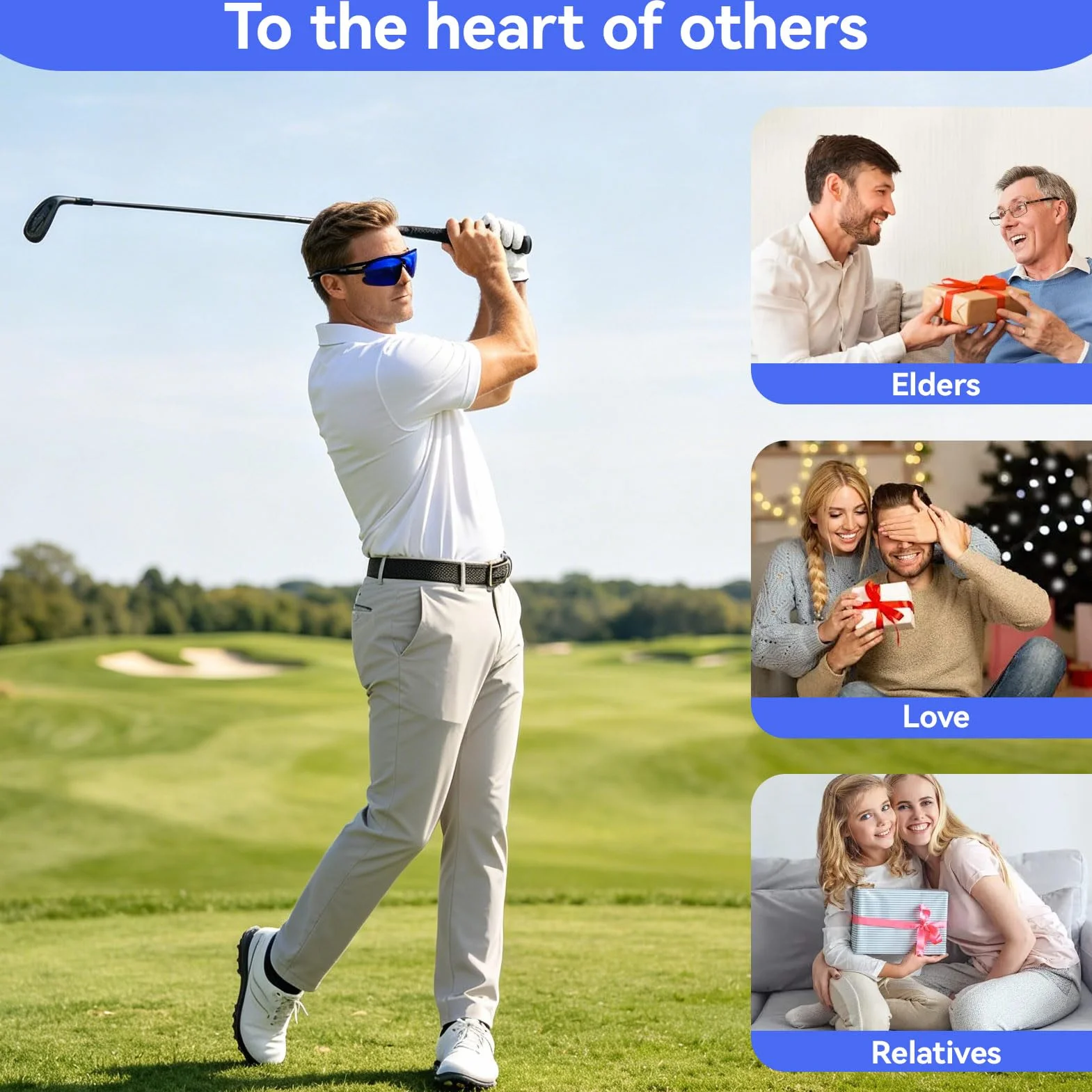 HERCHR Gafas localizadoras de pelotas de golf con lentes azules y bolsa de almacenamiento