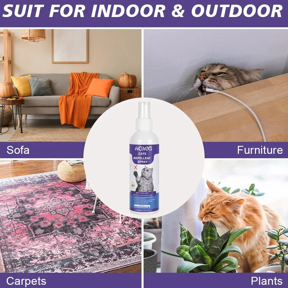 Aomig Spray Arañazos Gatos, 200ml Spray Repelente para Gatos, Spray Arañazos Gatos y Gatitos para Proteger Sofá y Muebles, Ideal para Uso Indoor y Outdoor