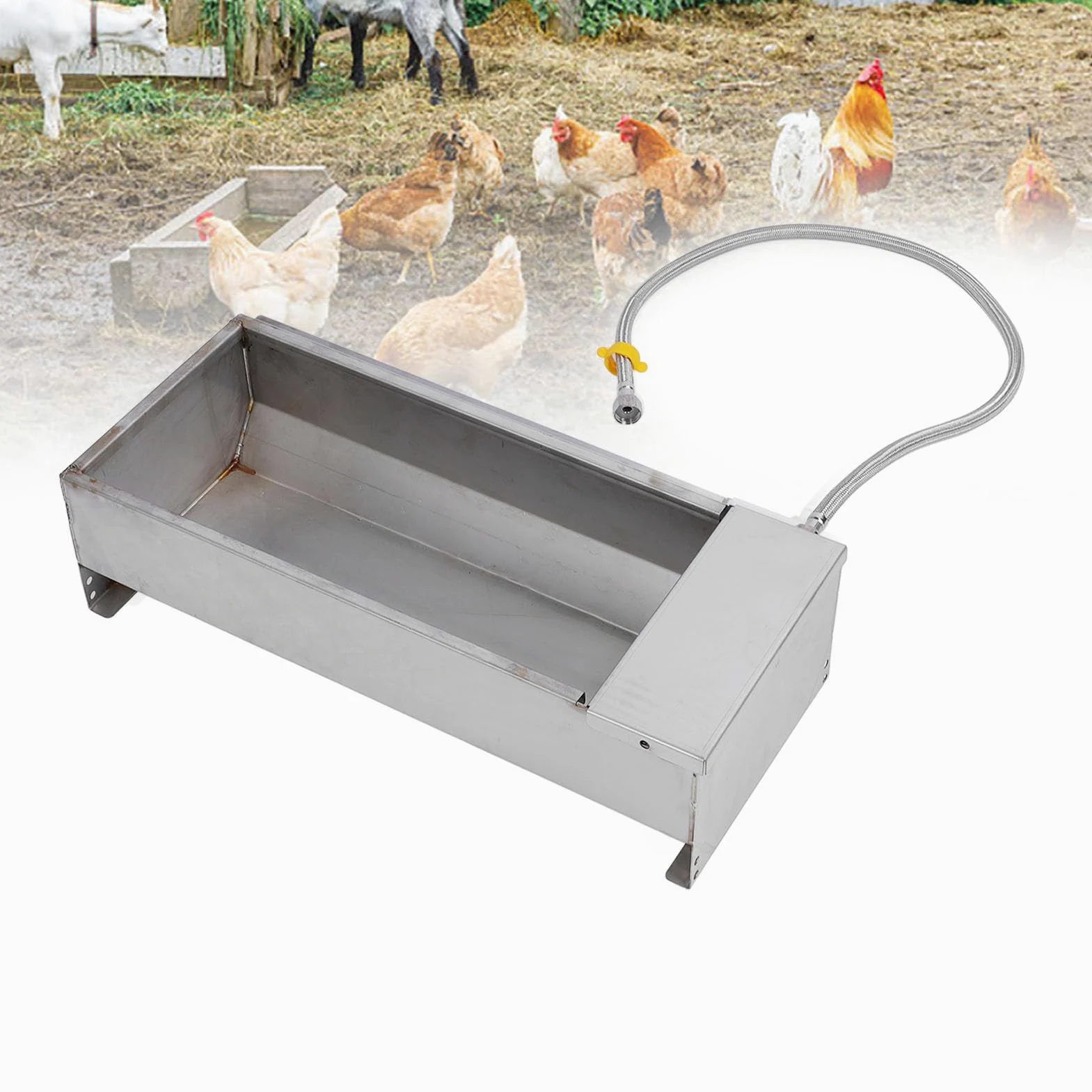 Bebedero Automático para Ganado, Cuenco de Agua Autollenable de Acero Inoxidable para Vacas, Caballos, Cabras, Cerdos y Perros, 50 X 21 Cm