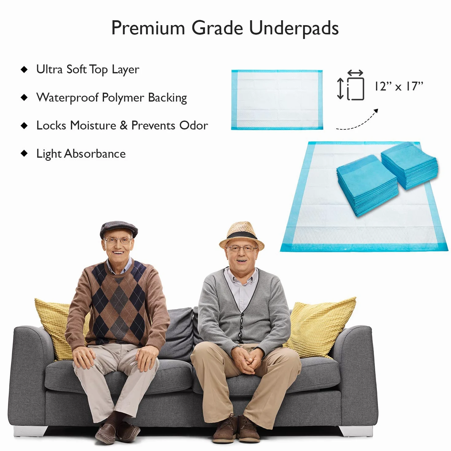 ProCure Pads Arena para Gatos Ligeros, 500 cuentan - 12" x 17" Disposable Cachorro Pads - absorbancia de luz, empapadores a Prueba de Agua -
