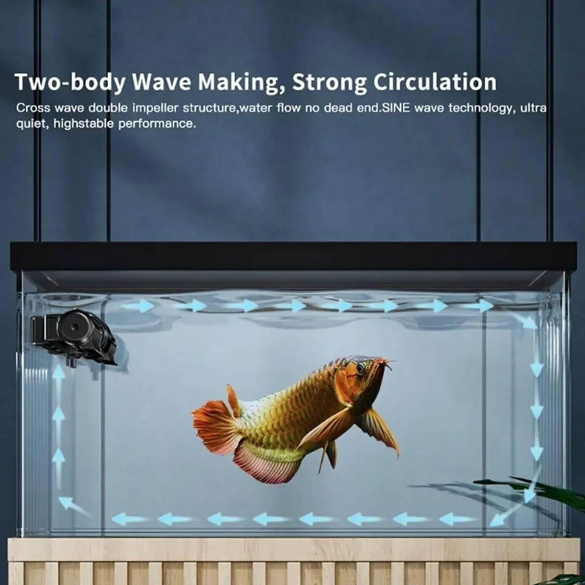 Generador de Olas para Acuario de 15 W, con Controlador de Pantalla LED, Bomba de Flujo Cruzado de 4 Niveles de Ajuste, para acuarios de Agua Dulce, Marinos y de Arrecife.