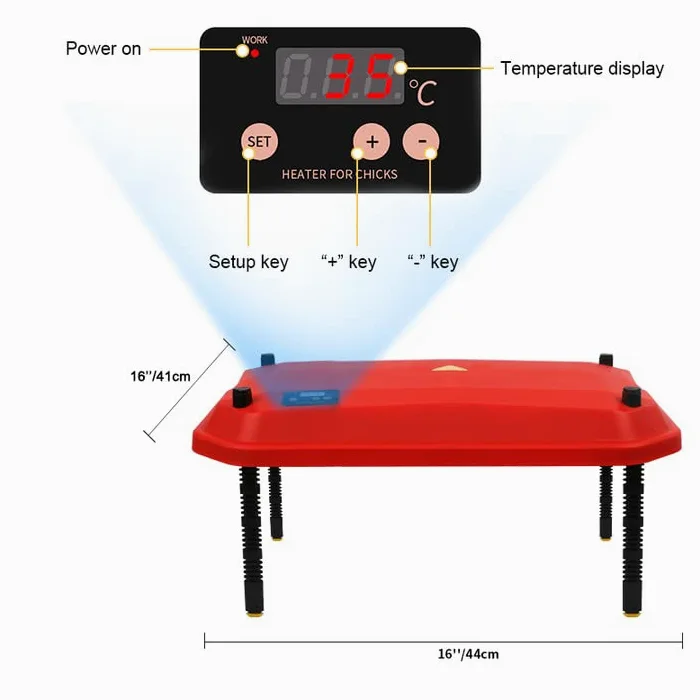 Lámpara de Calor para Pollitos, Calentador, Caja criadora de Aves de Corral, lámpara de Calor para Pollitos, termostato (12" x 12"), 20 Pollitos