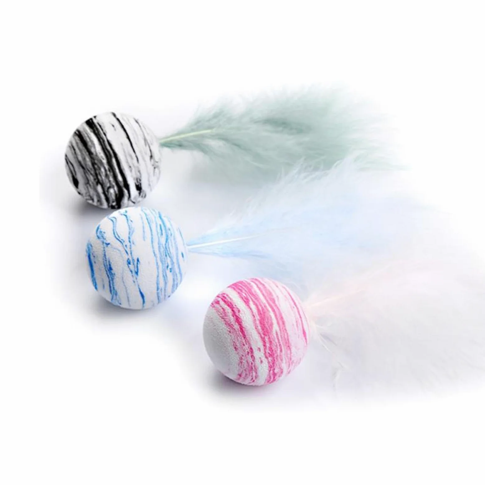 Juguetes for Gatos con Forma de Estrella y Plumas de Espuma, Juguetes interactivos de Peluche, 6 Unidades, Color Azul,Juguetes para Gatos