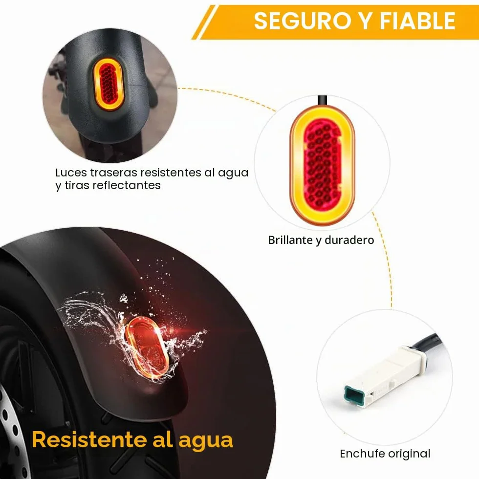 Ainiv Juego de Guardabarros Trasero Patinete con Soporte, Luz LED y Tira Reflectante